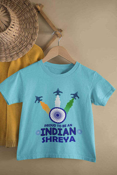 Custom Name Proud To Be An Indian Independence Day Half Sleeves T-Shirt For Girls -FunkyTeesClub