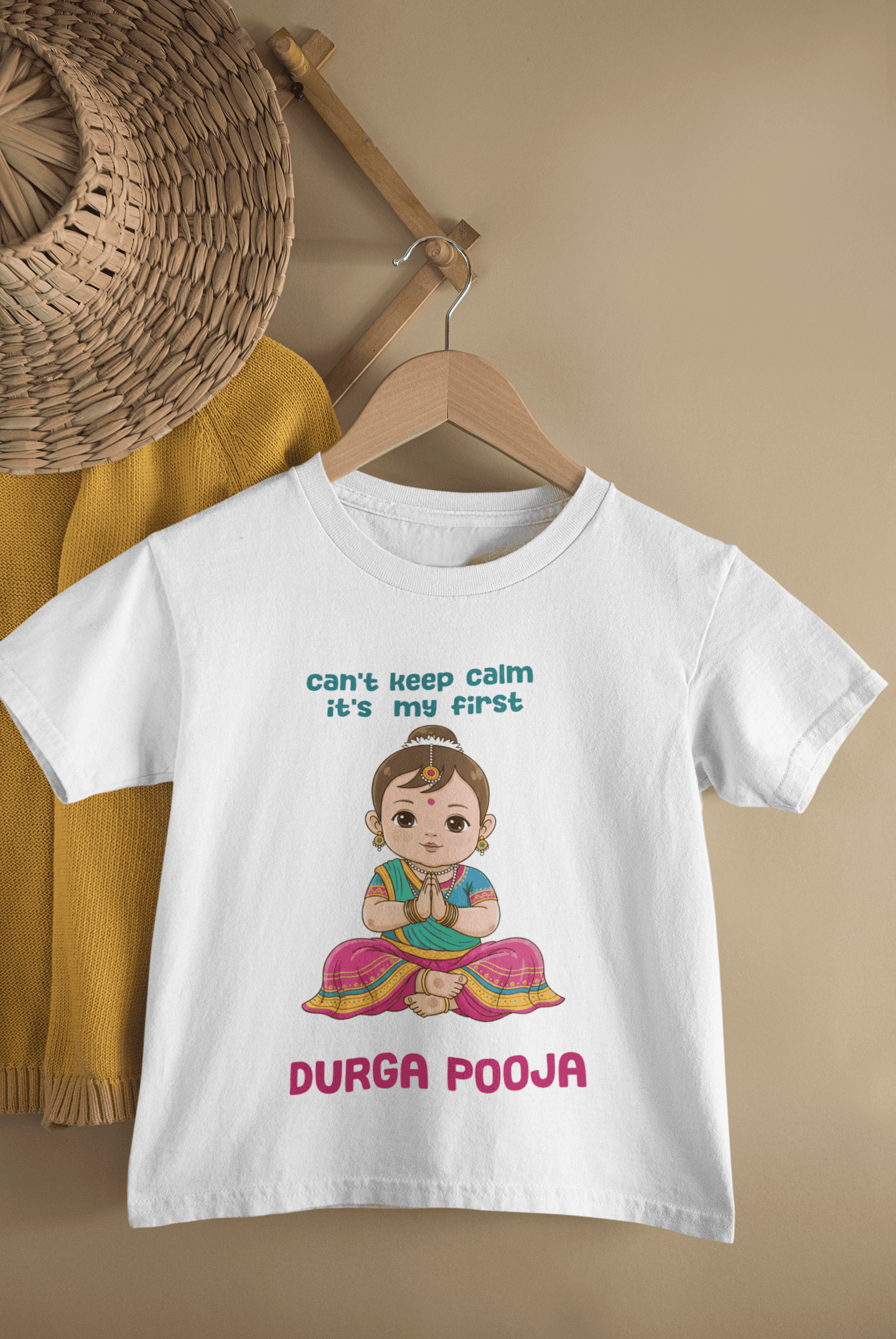 My First Durga Pooja Navratri Half Sleeves T-Shirt For Girls -FunkyTeesClub
