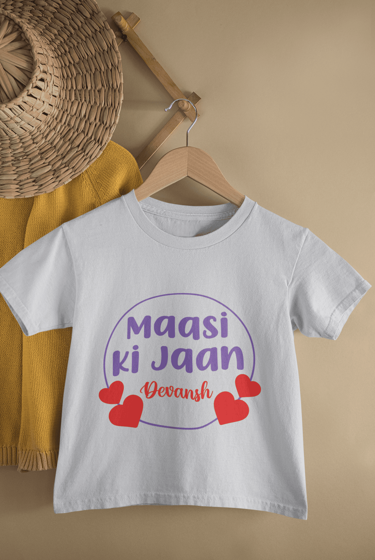 Custom Name Maasi Ki Jaan New Born Half Sleeves T-Shirt for Boys -FunkyTeesClub