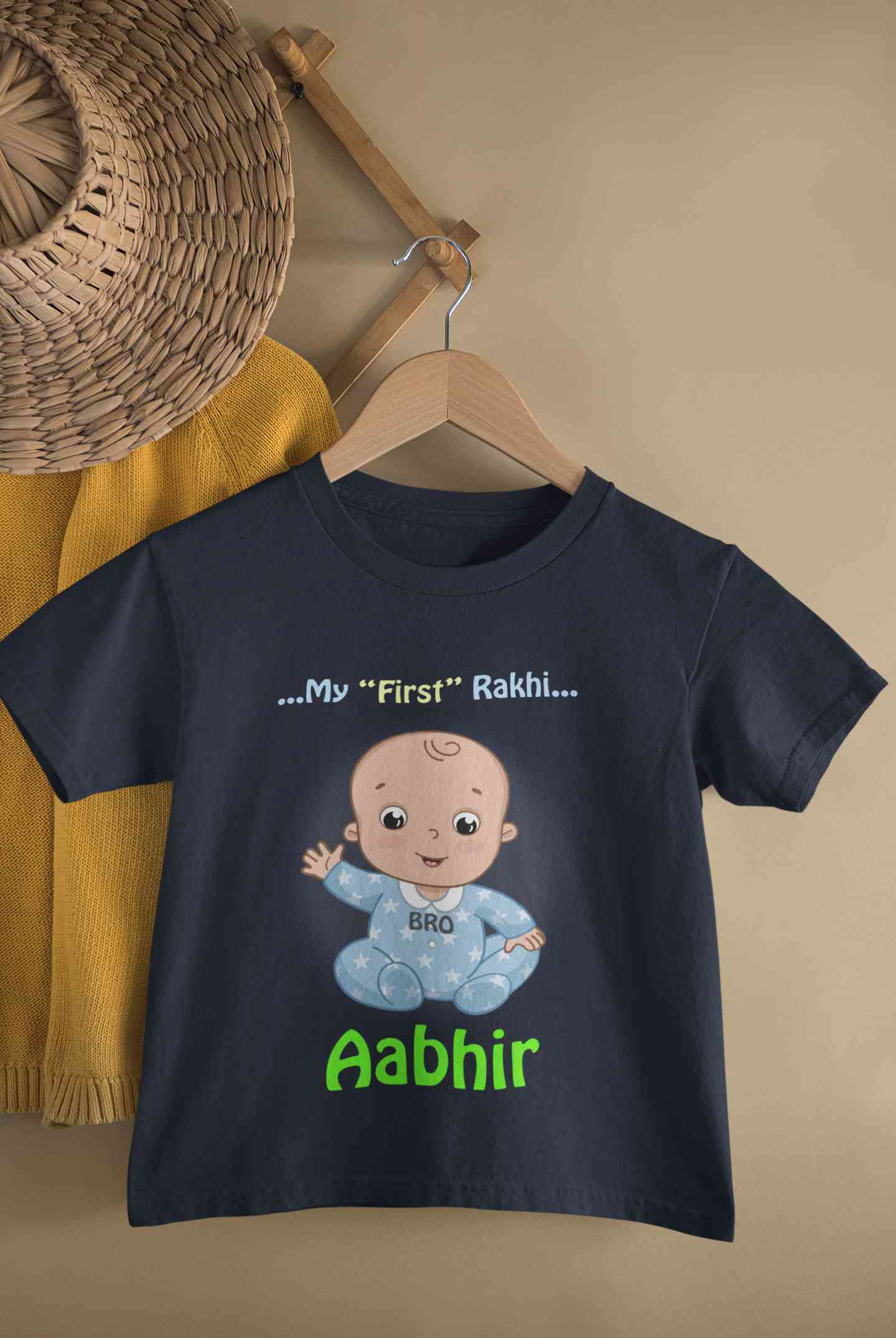 Custom Name My First Rakhi Half Sleeves T-Shirt for Boy-FunkyTeesClub