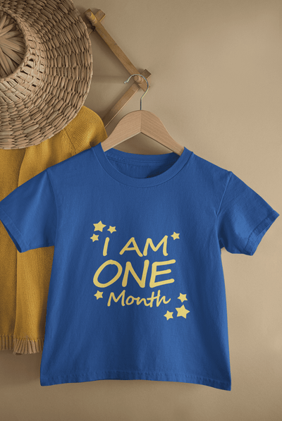 I Am One Month Half Sleeves T-Shirt For Girls -FunkyTeesClub