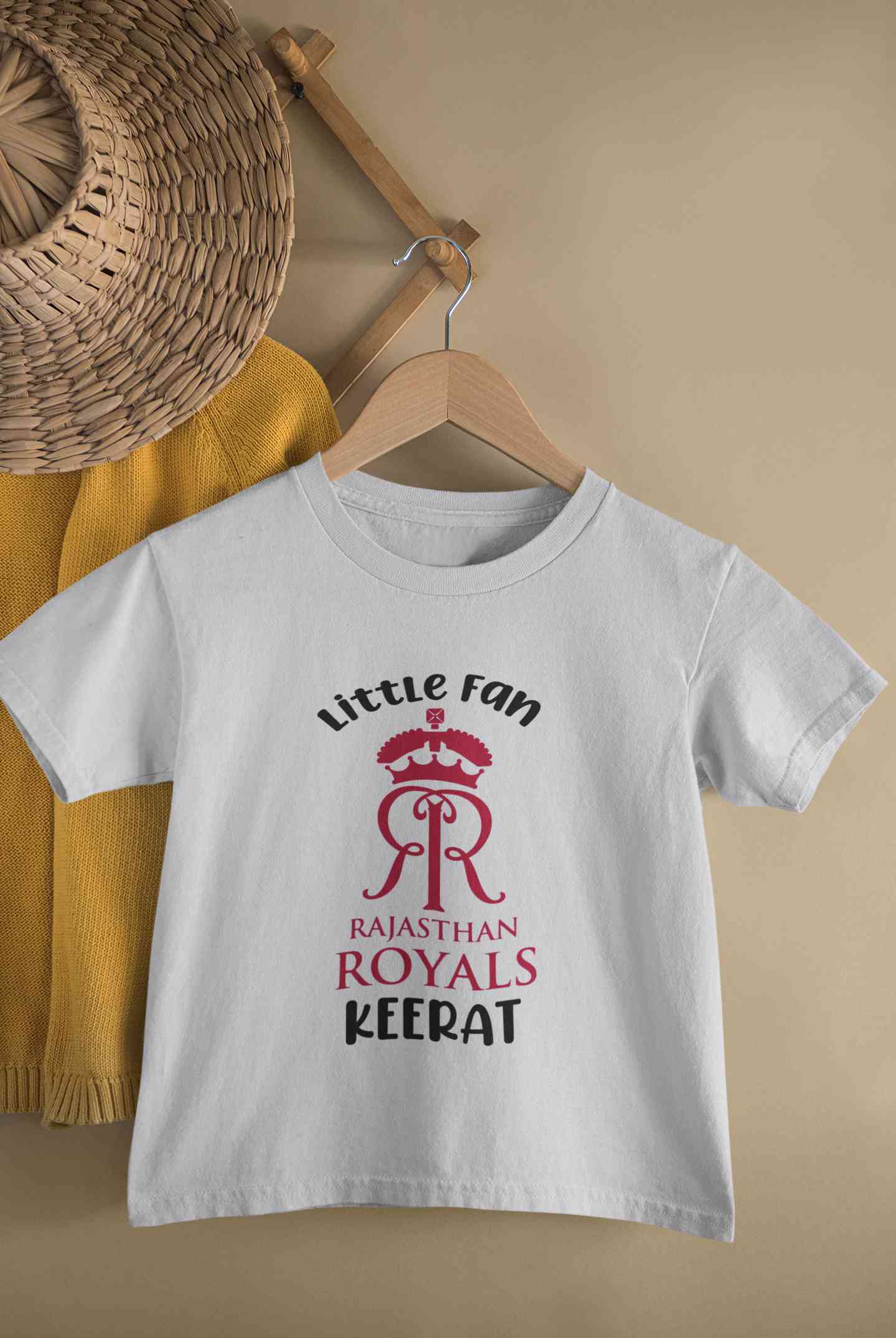 Custom Name IPL RR Rajasthan Royals Little Fan Half Sleeves T-Shirt For Girls -FunkyTeesClub