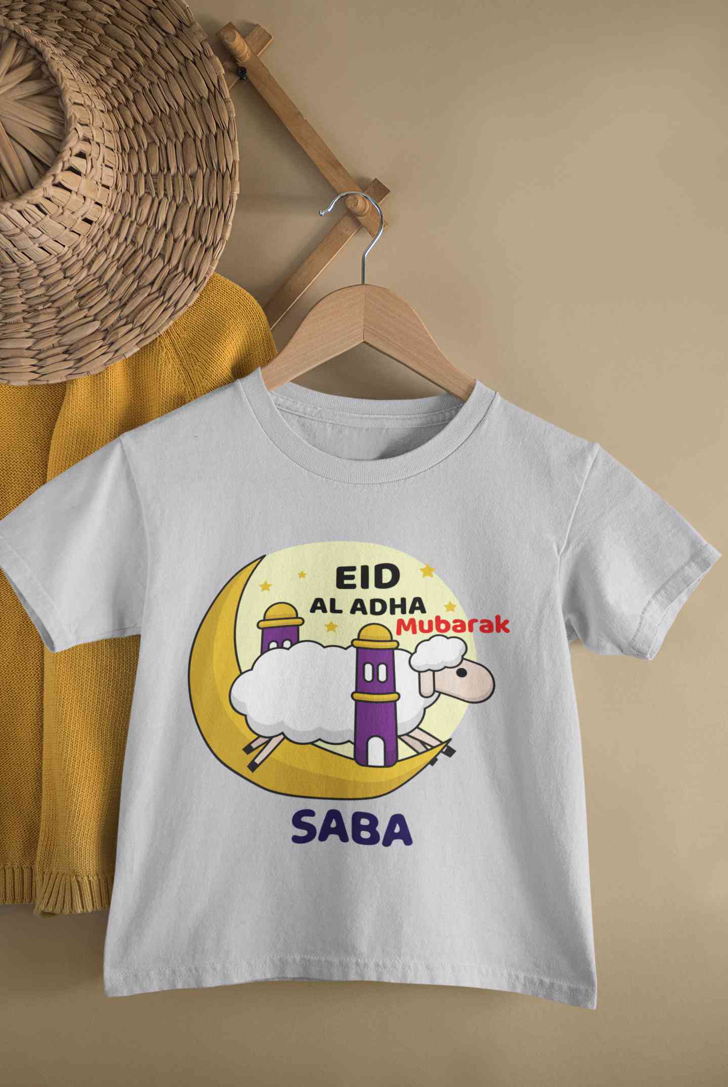 Custom Name Eid Al Adha Bakra Eid Mubarak Half Sleeves T-Shirt For Girls -FunkyTeesClub