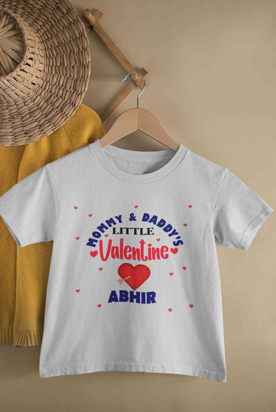Custom Name Mommys And Daddys Little Valentine Half Sleeves T-Shirt for Boy-FunkyTeesClub