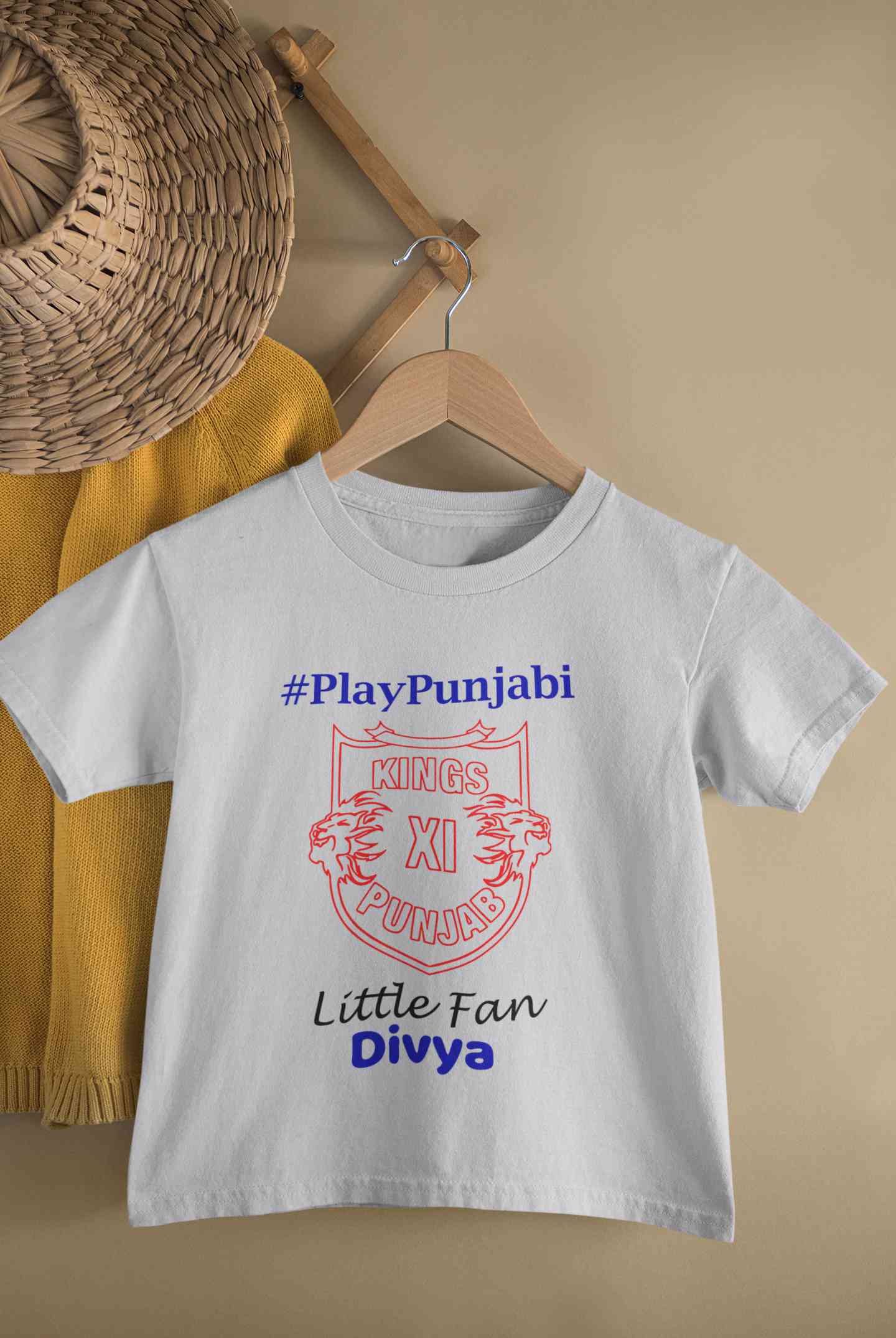 Custom Name IPL PBKS Punjab Kings PlayPunjabi Kings Eleven Punjab Half Sleeves T-Shirt For Girls -FunkyTeesClub