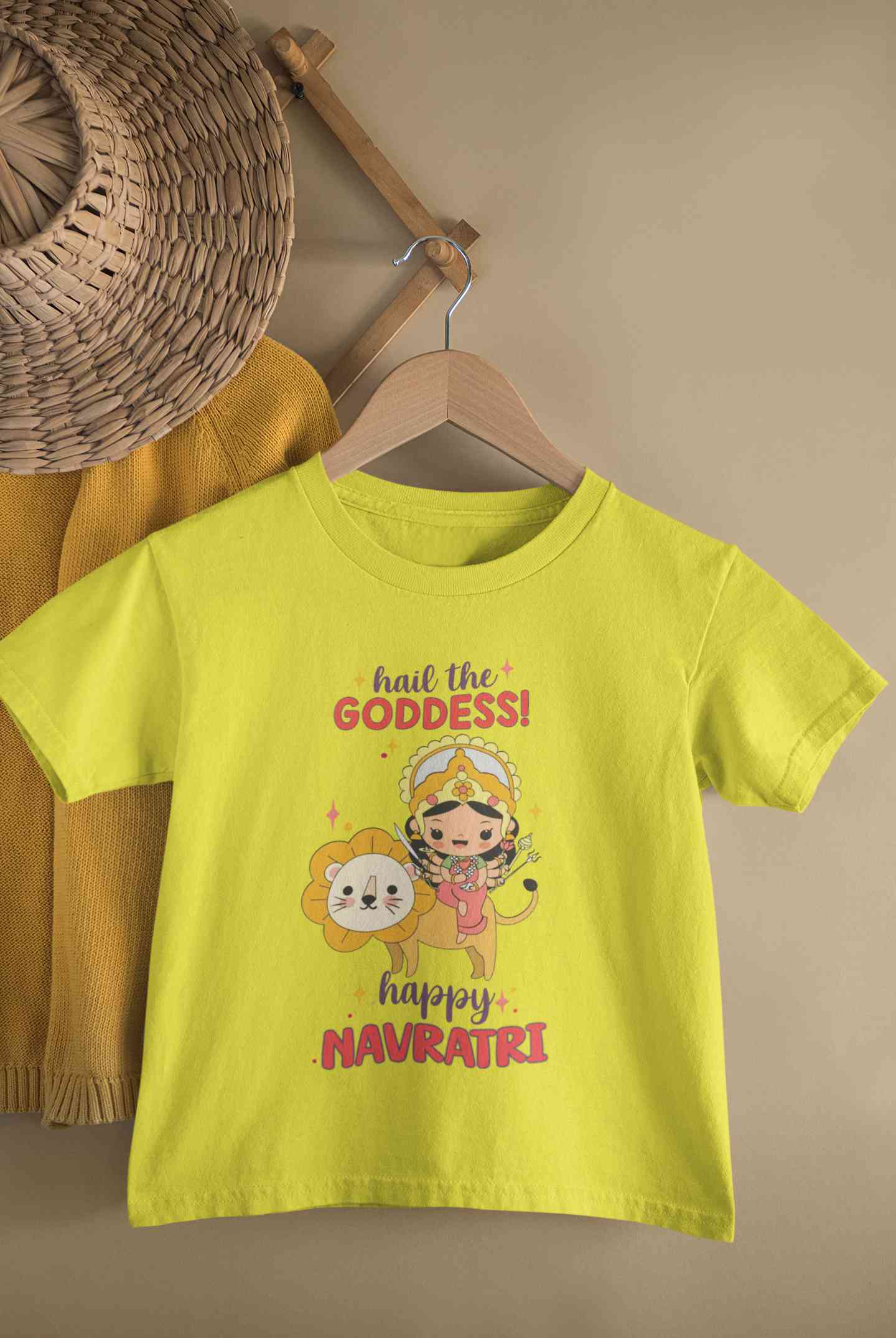 Happy Navratri Half Sleeves T-Shirt For Girls -FunkyTeesClub