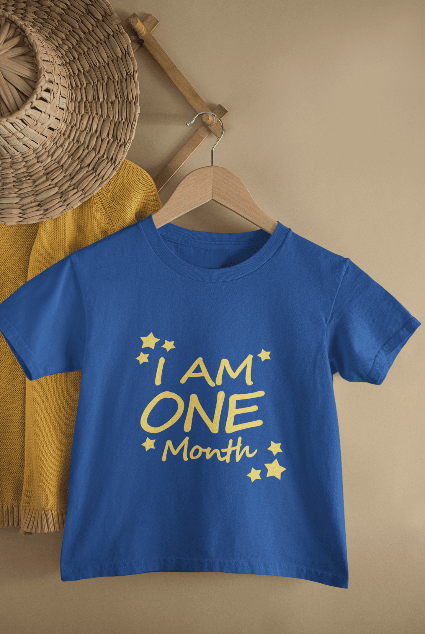 I Am One Month Half Sleeves T-Shirt for Boys -FunkyTeesClub