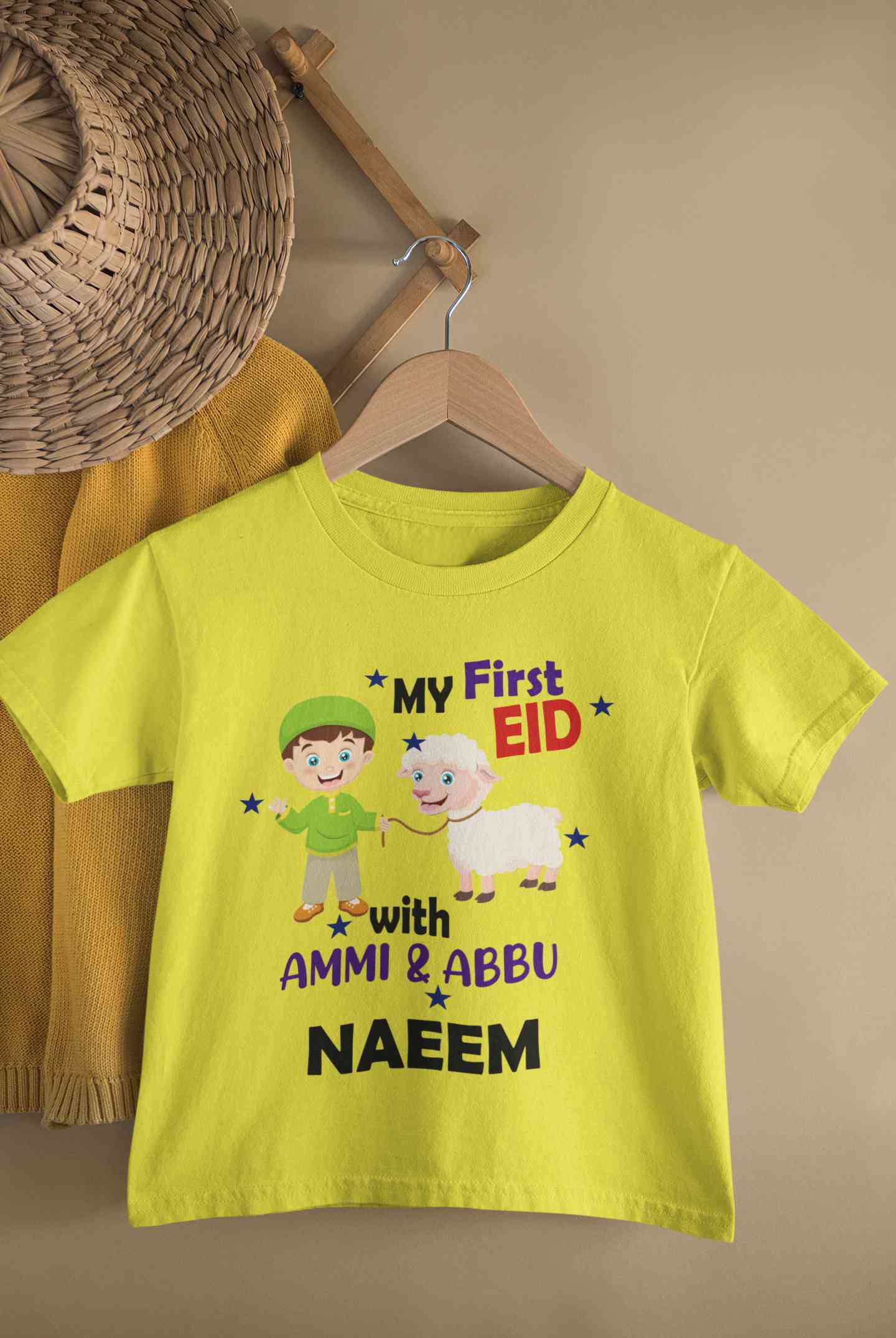 Custom Name My First Eid With Ammi And Abbu Half Sleeves T-Shirt for Boy-FunkyTeesClub