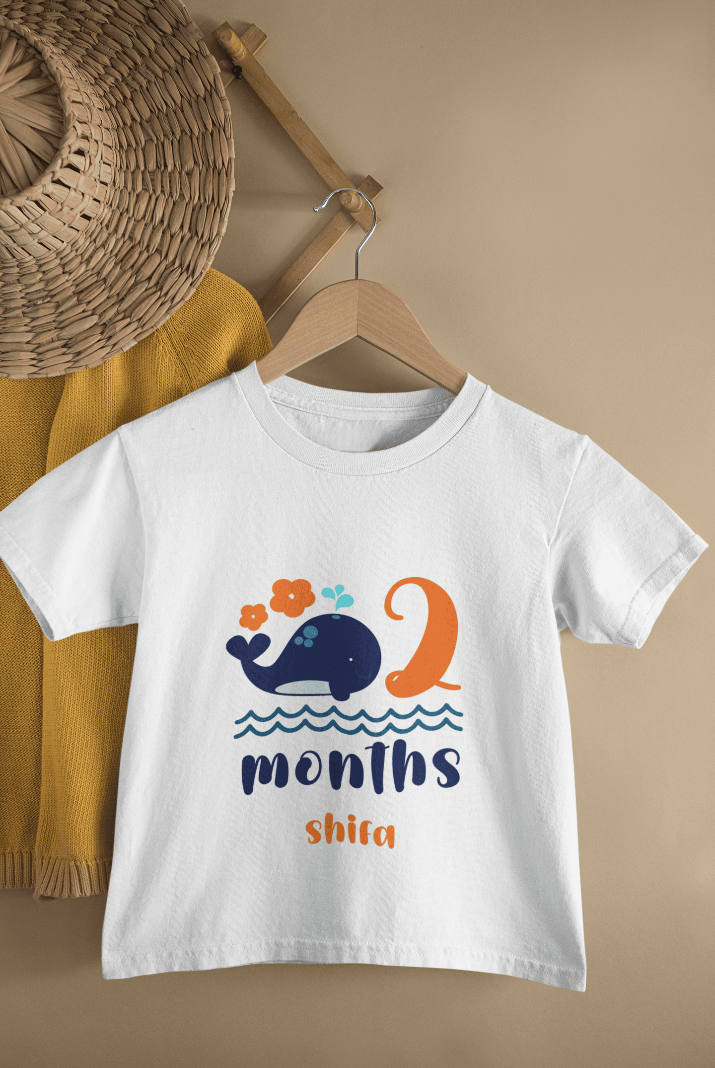 Custom Name Second Month Birthday Half Sleeves T-Shirt For Girls -FunkyTeesClub