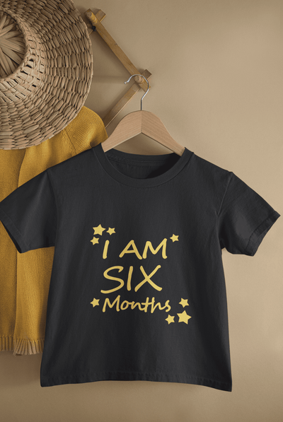 I Am Six Months Half Sleeves T-Shirt For Girls -FunkyTeesClub