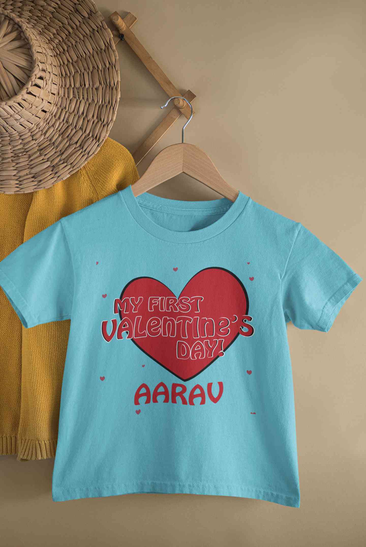 Custom Name 1st Valentine Half Sleeves T-Shirt for Boy-FunkyTeesClub