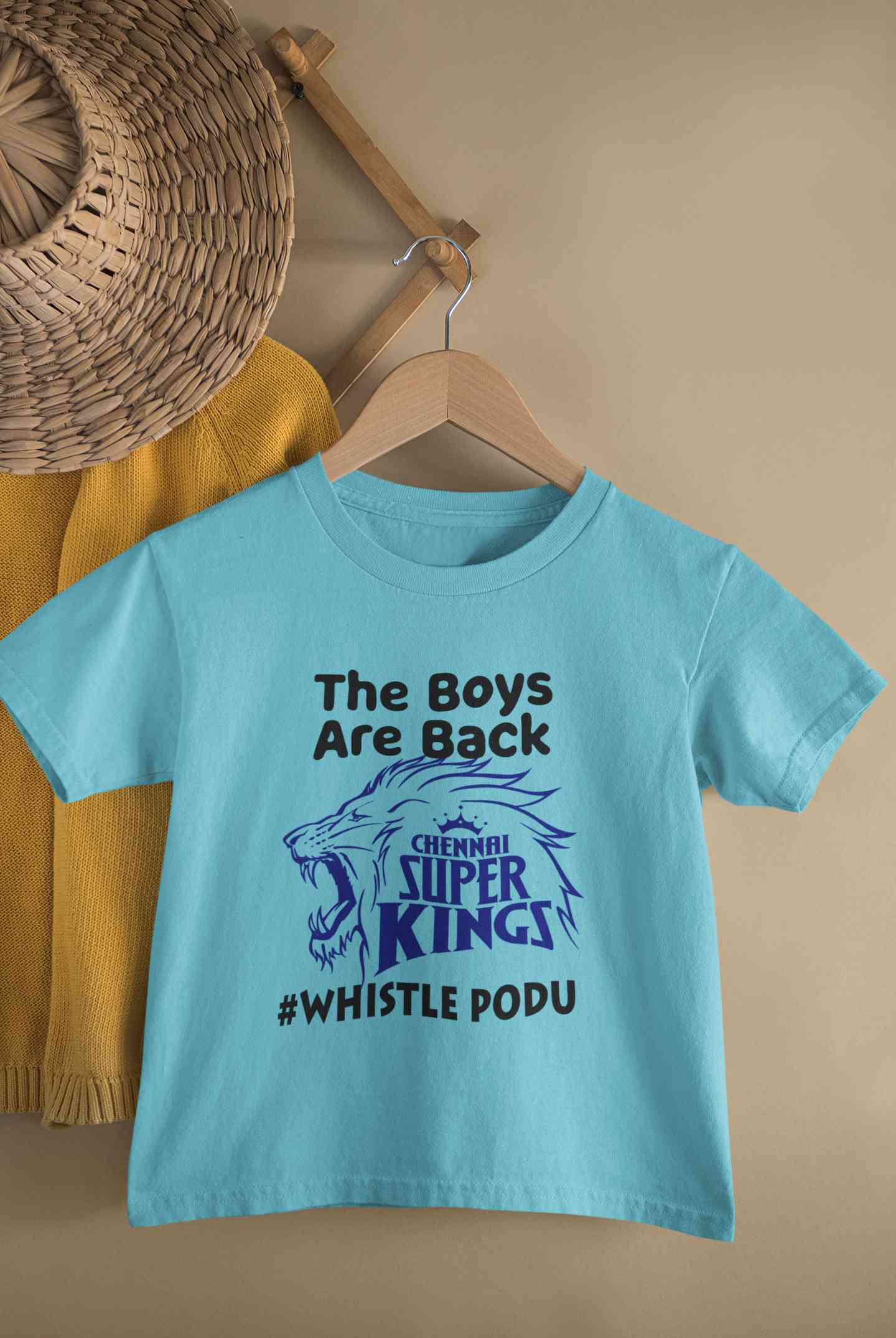 The Boys Are Back Whistle Podu IPL CSK Chennai Super Kings Half Sleeves T-Shirt for Boy-FunkyTeesClub