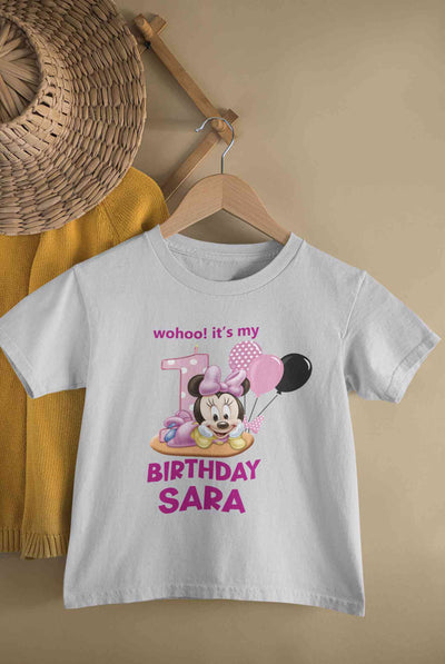 Custom Name Its My First Birthday Half Sleeves T-Shirt For Girls -FunkyTeesClub