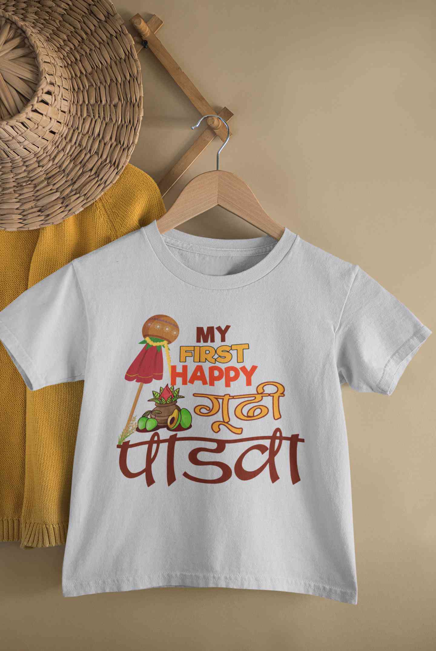 My First Gudipadwa Half Sleeves T-Shirt for Boy-FunkyTeesClub