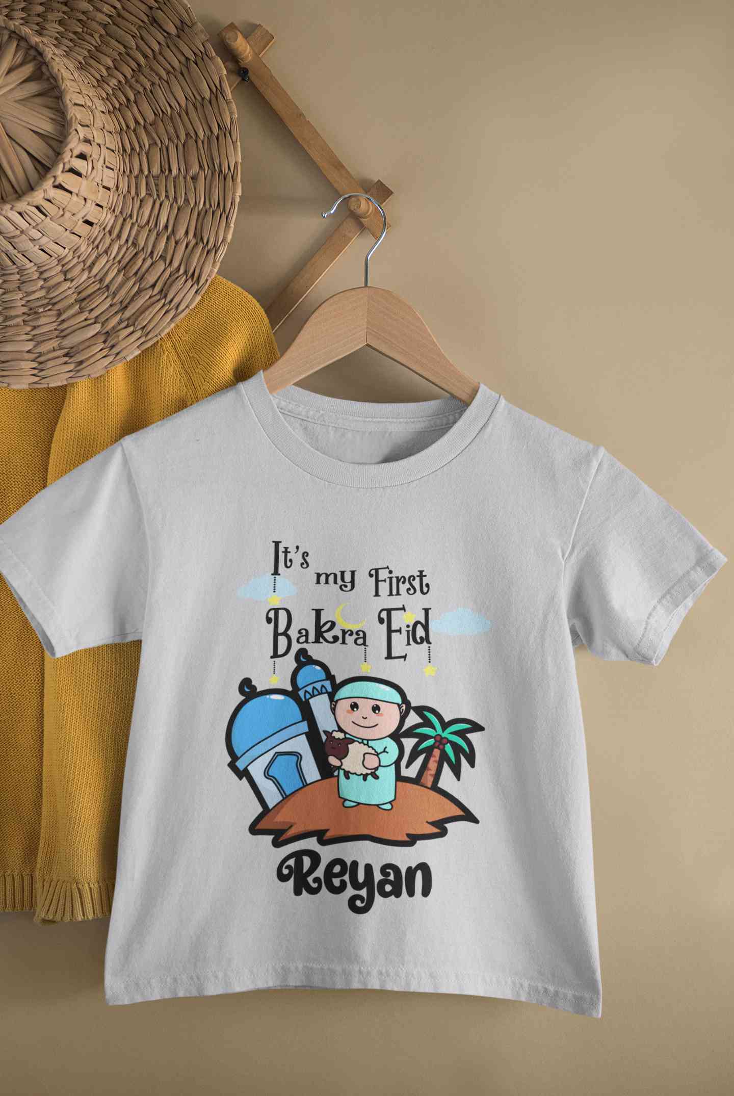 Custom Name Its My First Bakra Eid Half Sleeves T-Shirt for Boy-FunkyTeesClub