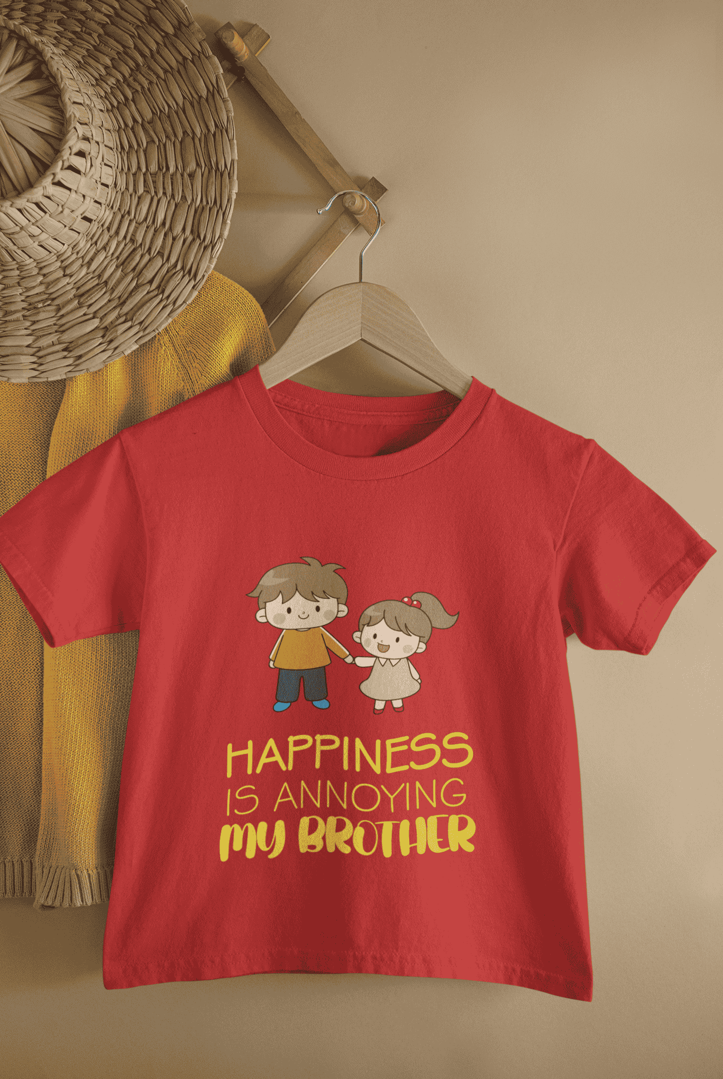 Happiness Is Annoying My Brother Rakshabandhan Half Sleeves T-Shirt For Girls -FunkyTeesClub