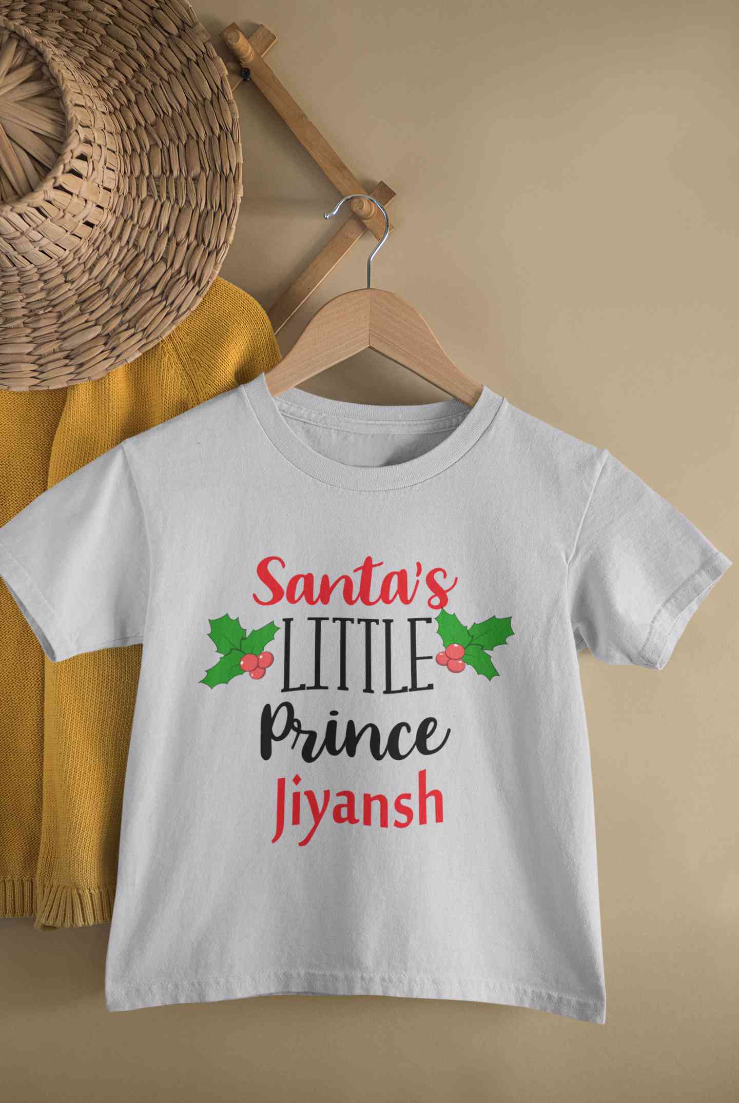 Customized Name Santas Little Prince Christmas Half Sleeves T-Shirt for Boy-FunkyTeesClub