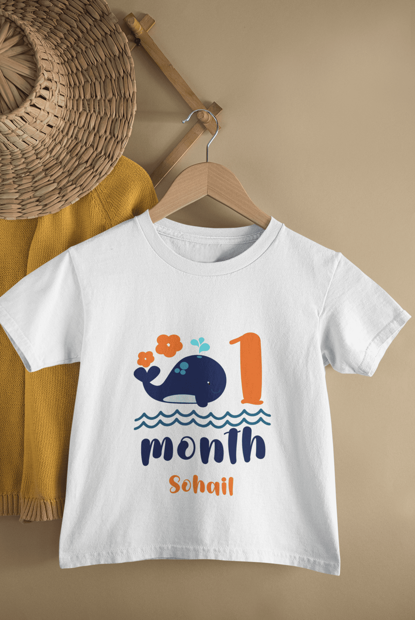 Custom Name First Month Birthday Half Sleeves T-Shirt for Boys -FunkyTeesClub