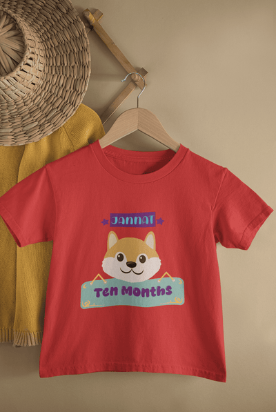 Custom Name Tenth Month Birthday Cute Half Sleeves T-Shirt For Girls -FunkyTeesClub