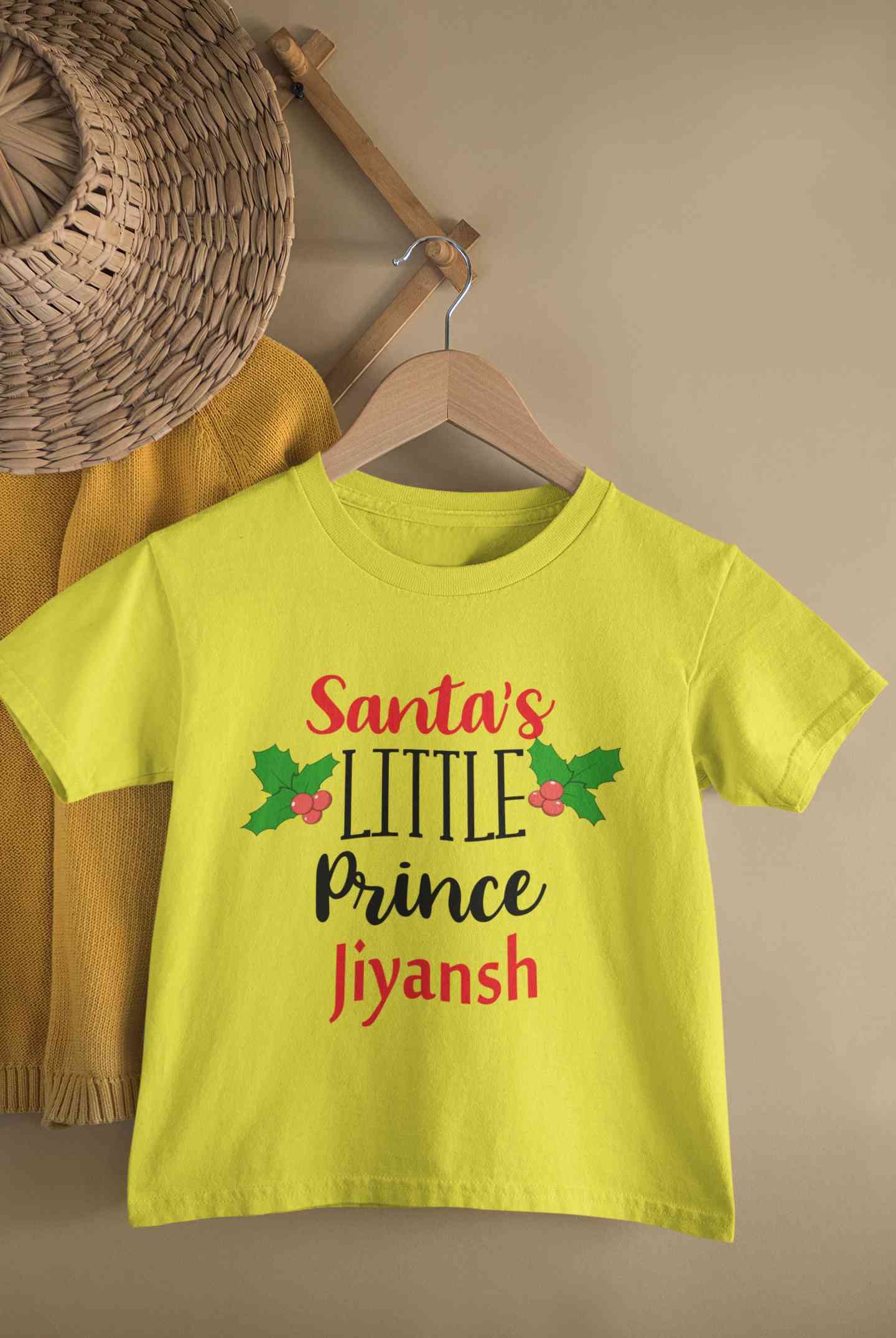 Customized Name Santas Little Prince Christmas Half Sleeves T-Shirt for Boy-FunkyTeesClub