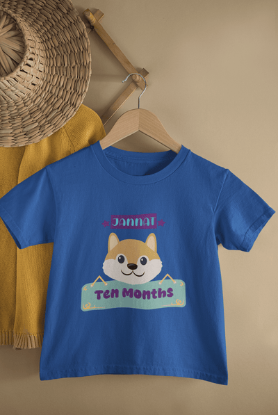 Custom Name Tenth Month Birthday Cute Half Sleeves T-Shirt For Girls -FunkyTeesClub