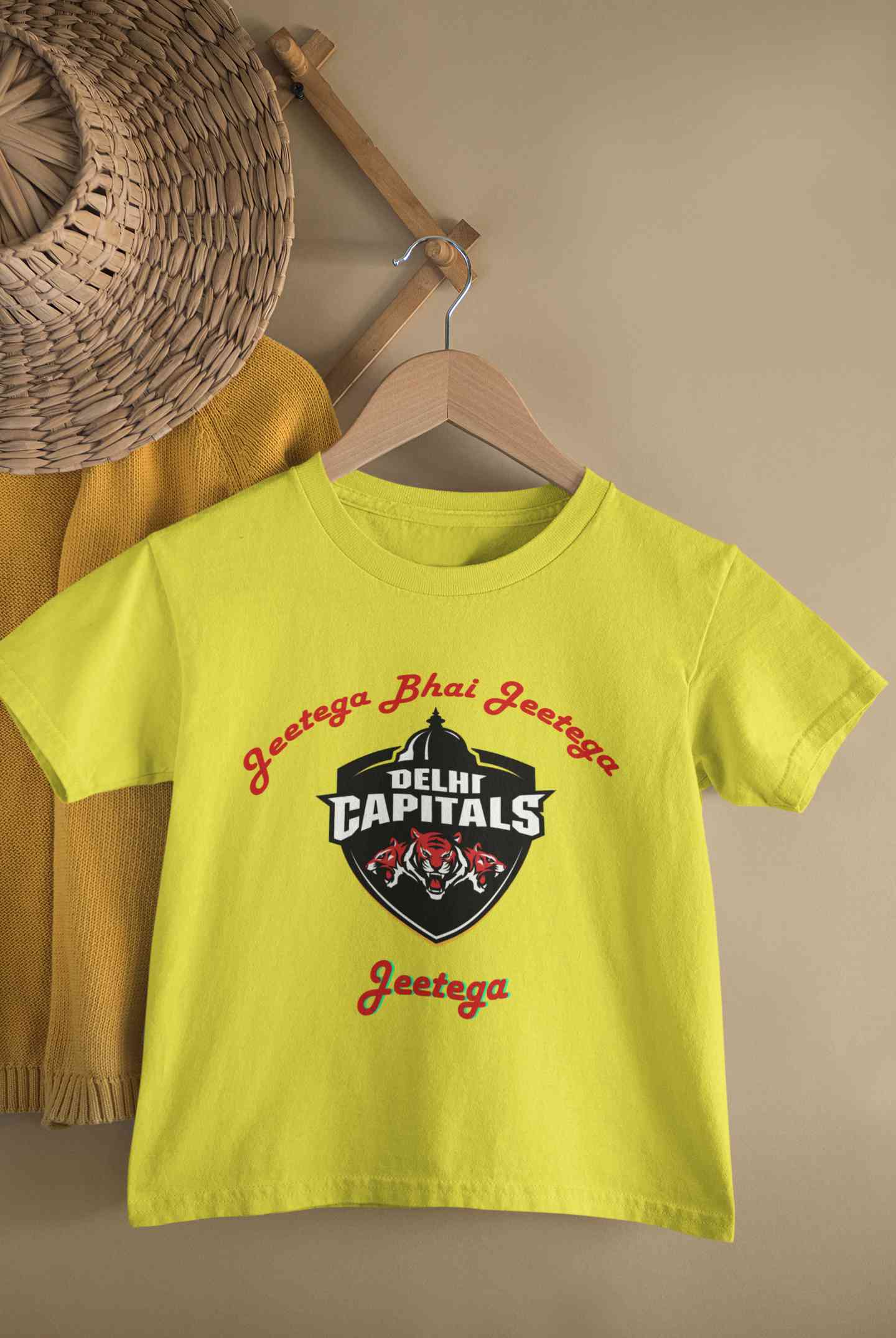 IPL Delhi Capitals Jeetega Bhai Jeetega DC Jeetega Half Sleeves T-Shirt for Boy-FunkyTeesClub