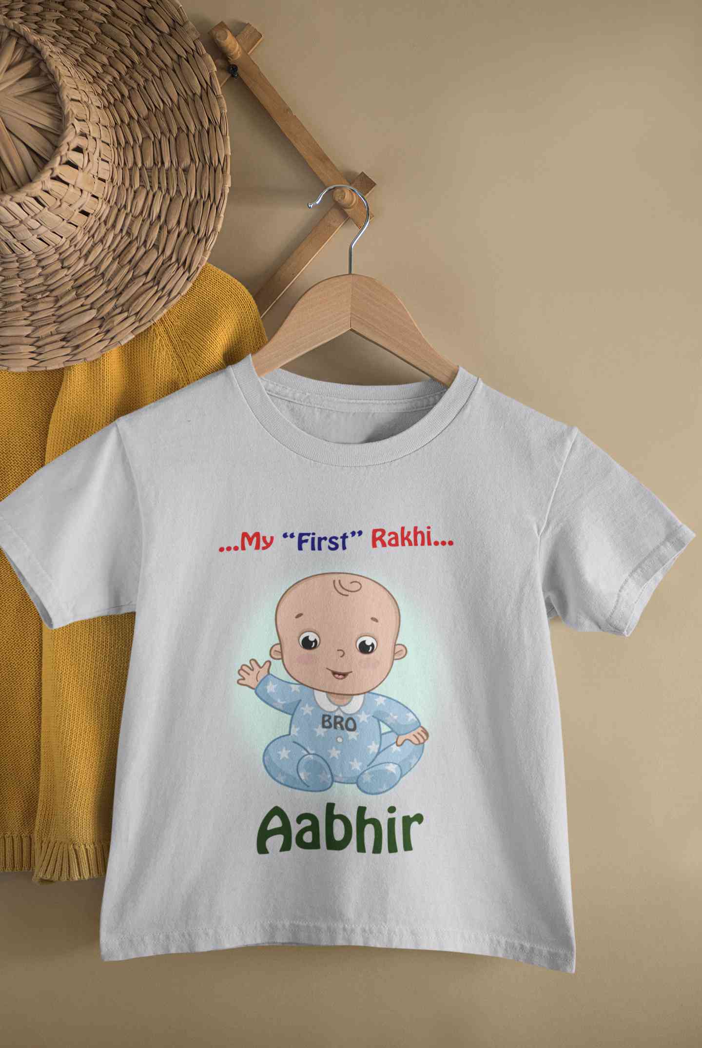 Custom Name My First Rakhi Half Sleeves T-Shirt for Boy-FunkyTeesClub