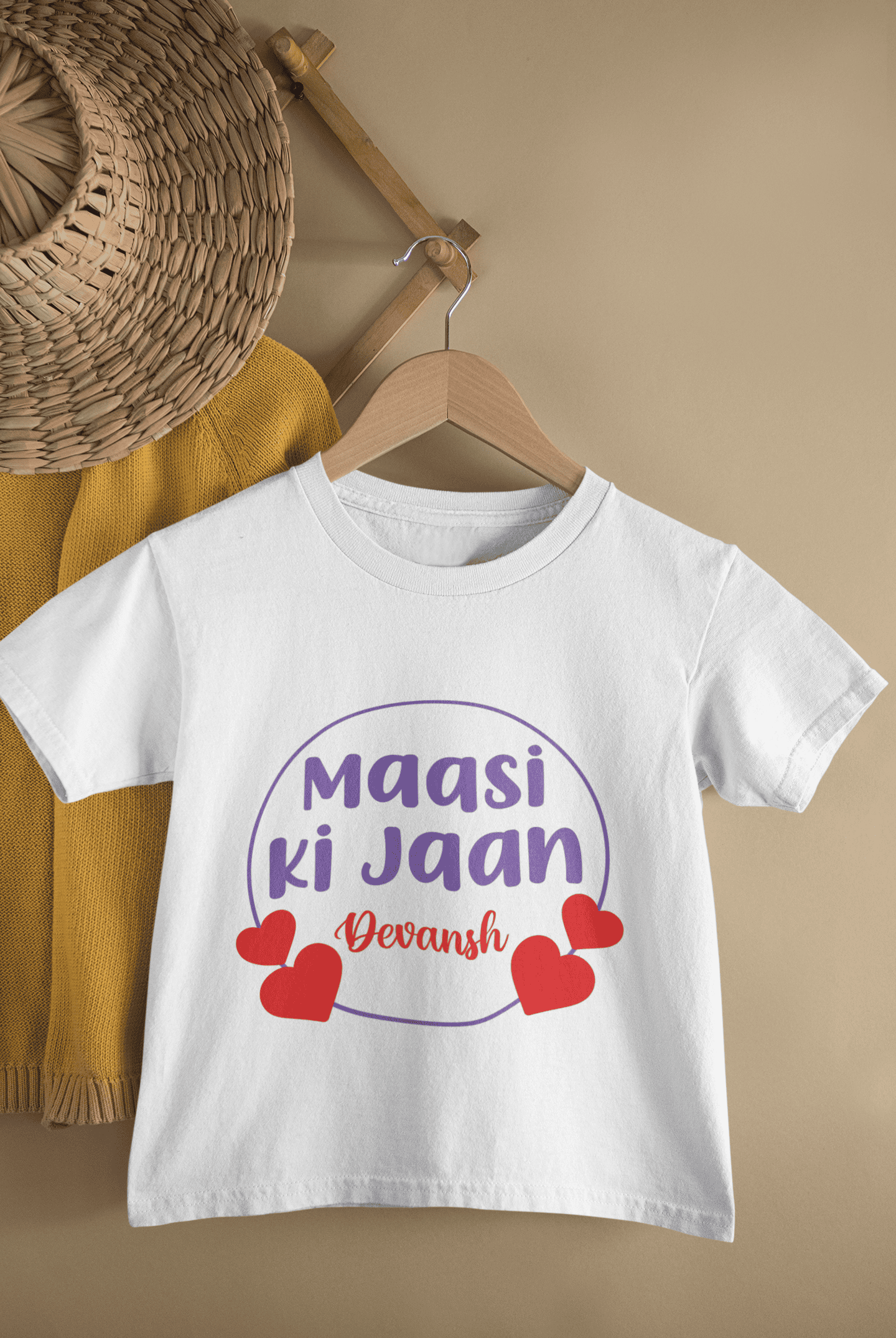 Custom Name Maasi Ki Jaan New Born Half Sleeves T-Shirt for Boys -FunkyTeesClub