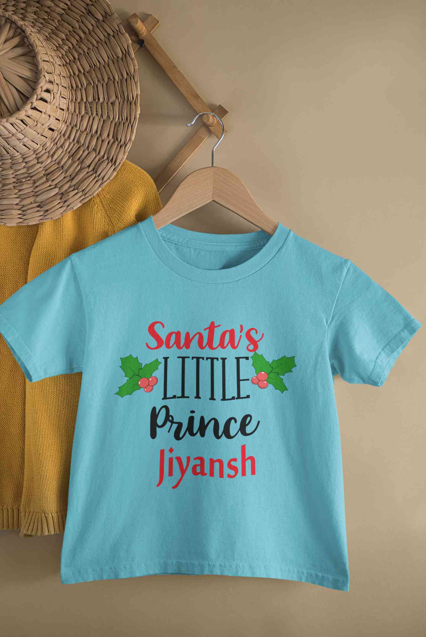 Customized Name Santas Little Prince Christmas Half Sleeves T-Shirt for Boy-FunkyTeesClub