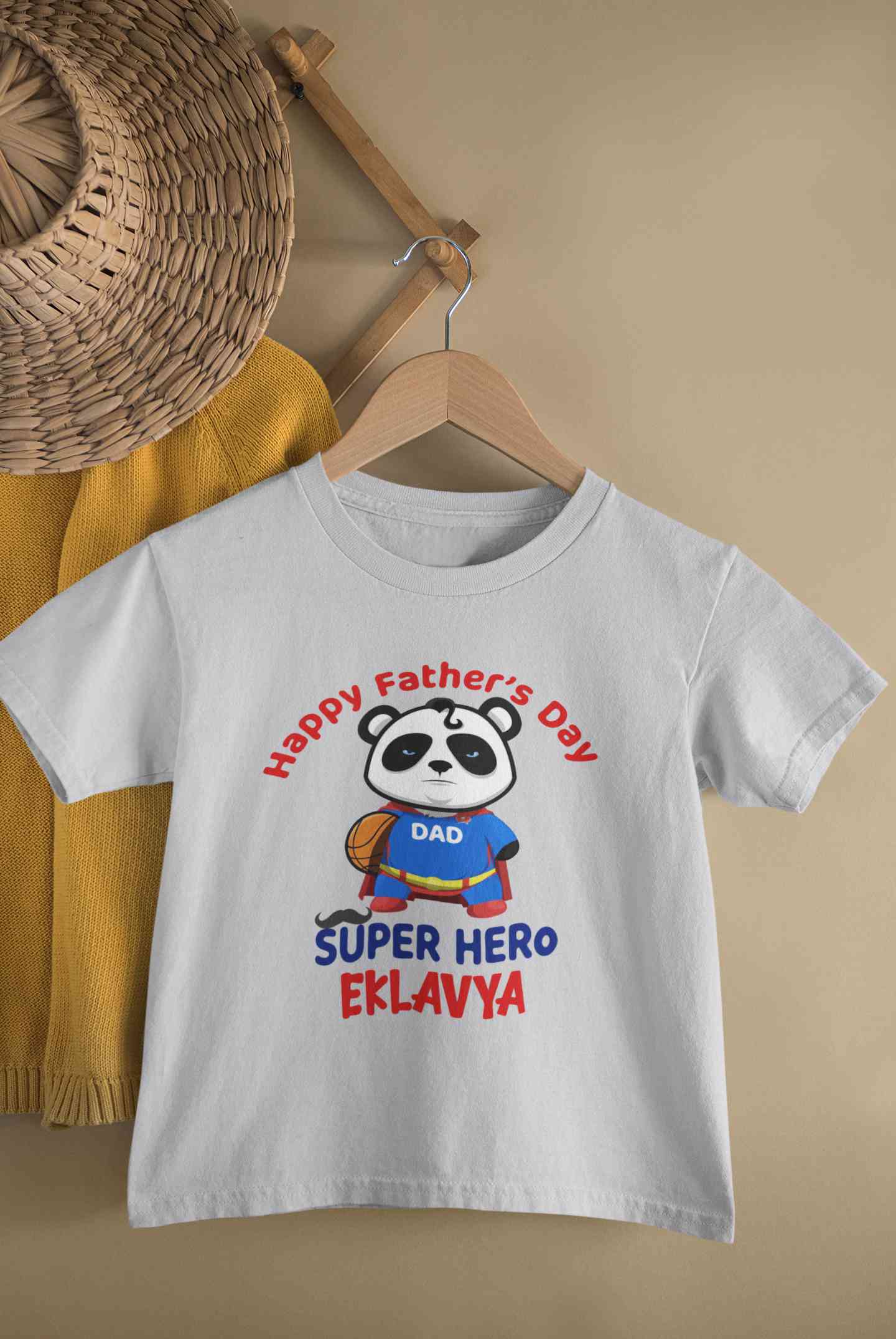 Custom Name Happy Fathers Day Super Hero Half Sleeves T-Shirt for Boy-FunkyTeesClub