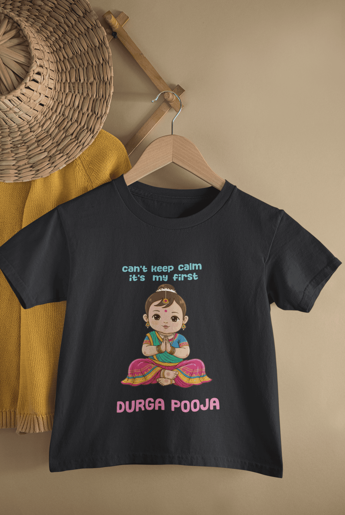 My First Durga Pooja Navratri Half Sleeves T-Shirt For Girls -FunkyTeesClub