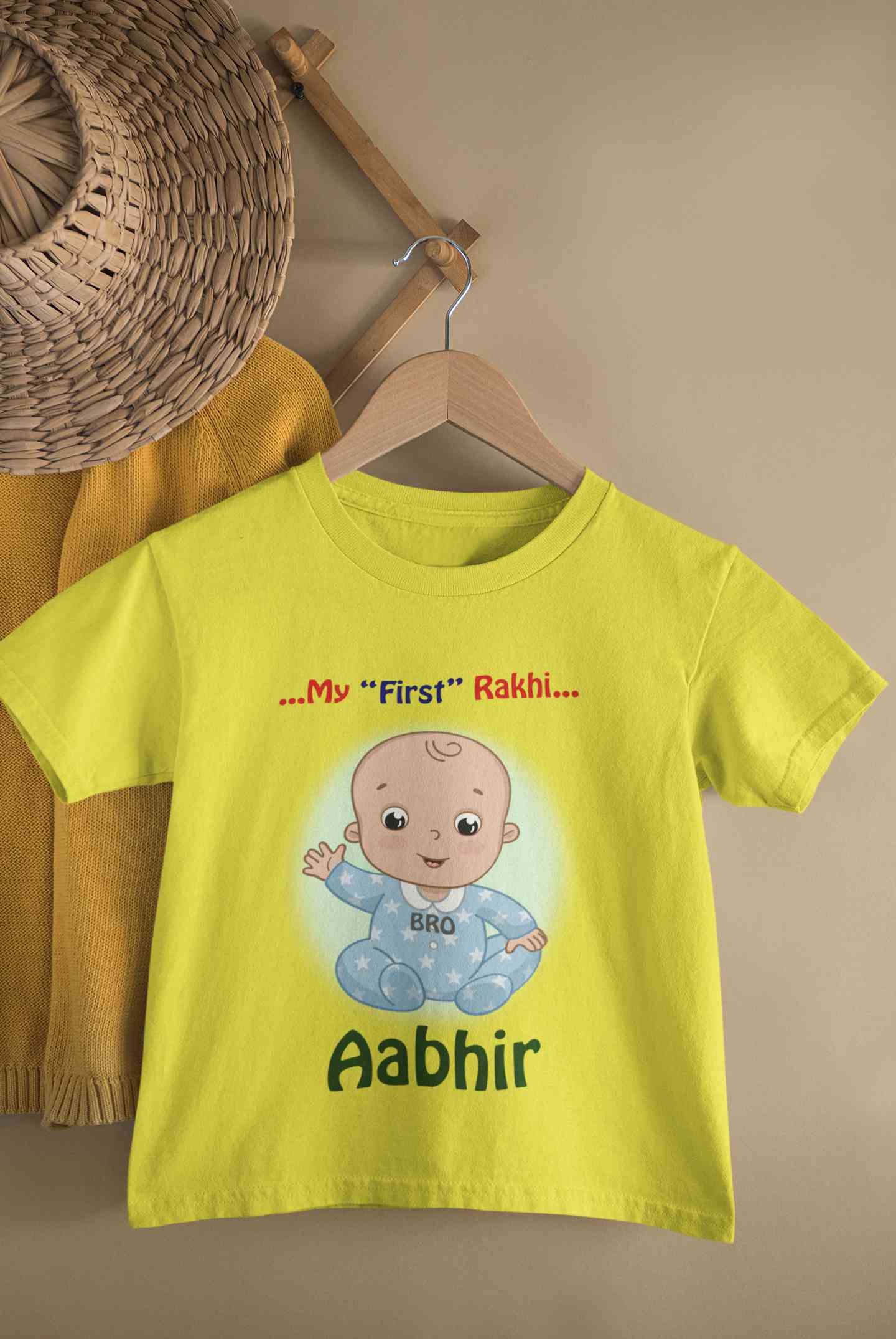 Custom Name My First Rakhi Half Sleeves T-Shirt for Boy-FunkyTeesClub