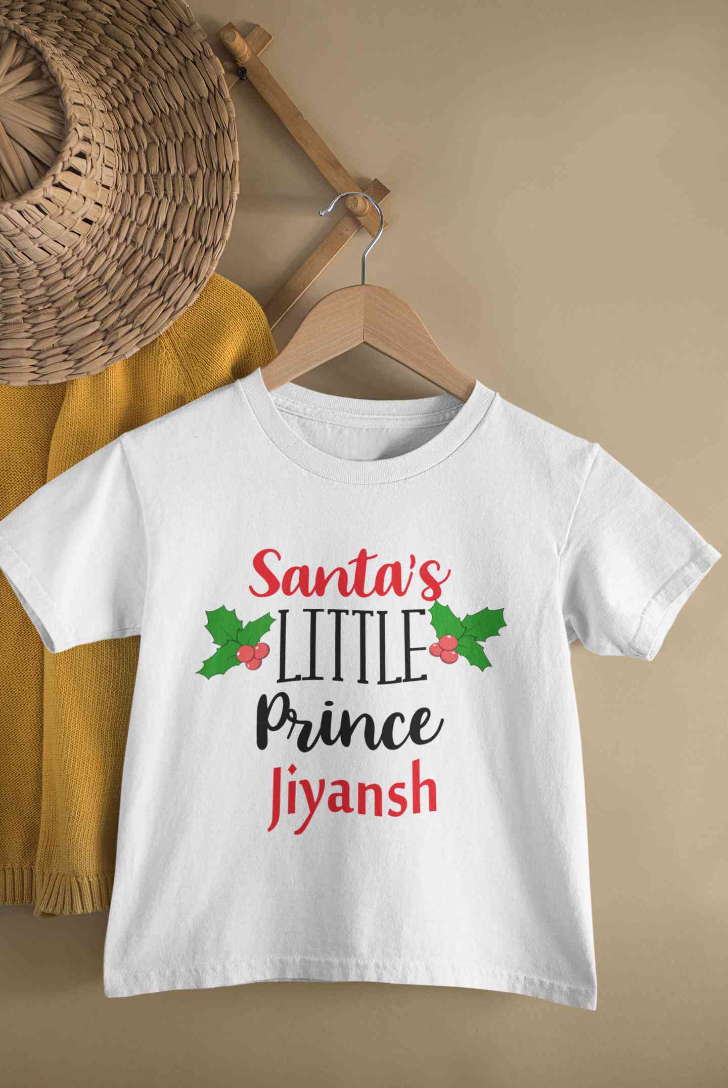Customized Name Santas Little Prince Christmas Half Sleeves T-Shirt for Boy-FunkyTeesClub