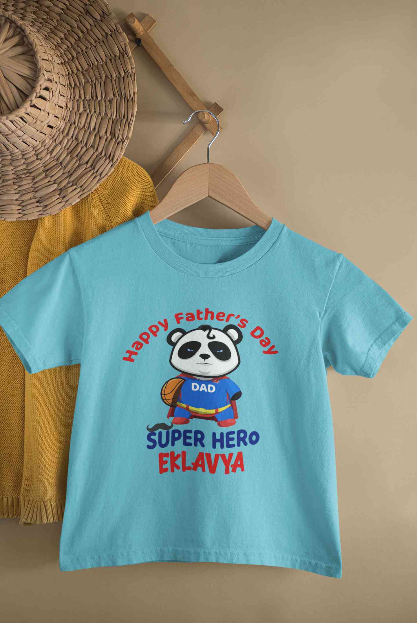 Custom Name Happy Fathers Day Super Hero Half Sleeves T-Shirt for Boy-FunkyTeesClub