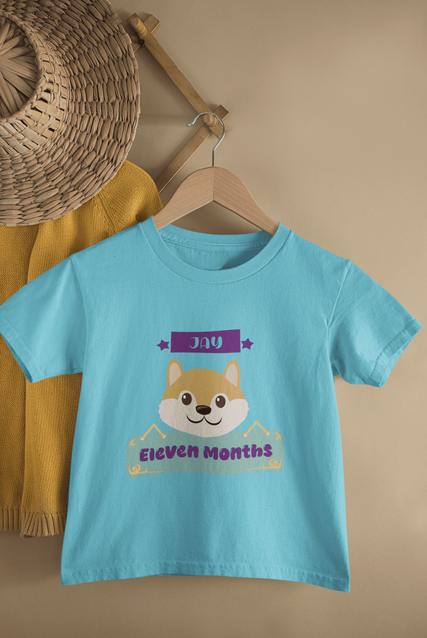 Custom Name Eleventh Month Birthday Cute Half Sleeves T-Shirt for Boys -FunkyTeesClub