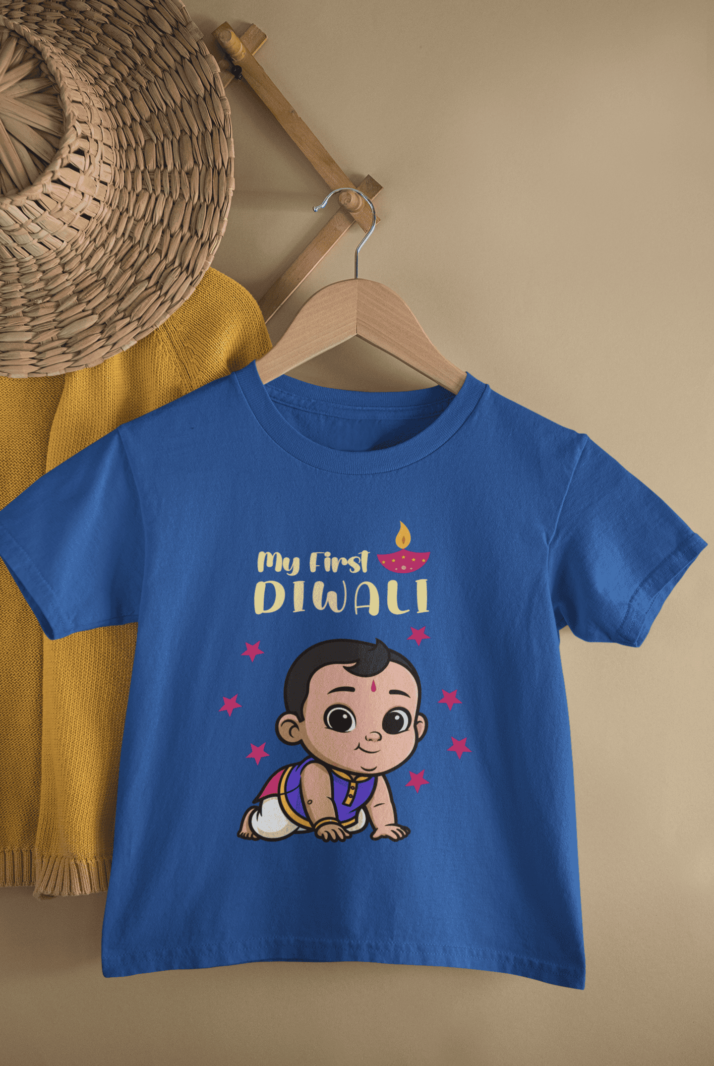 My First Diwali Cute Diwali Half Sleeves T-Shirt for Boys -FunkyTeesClub