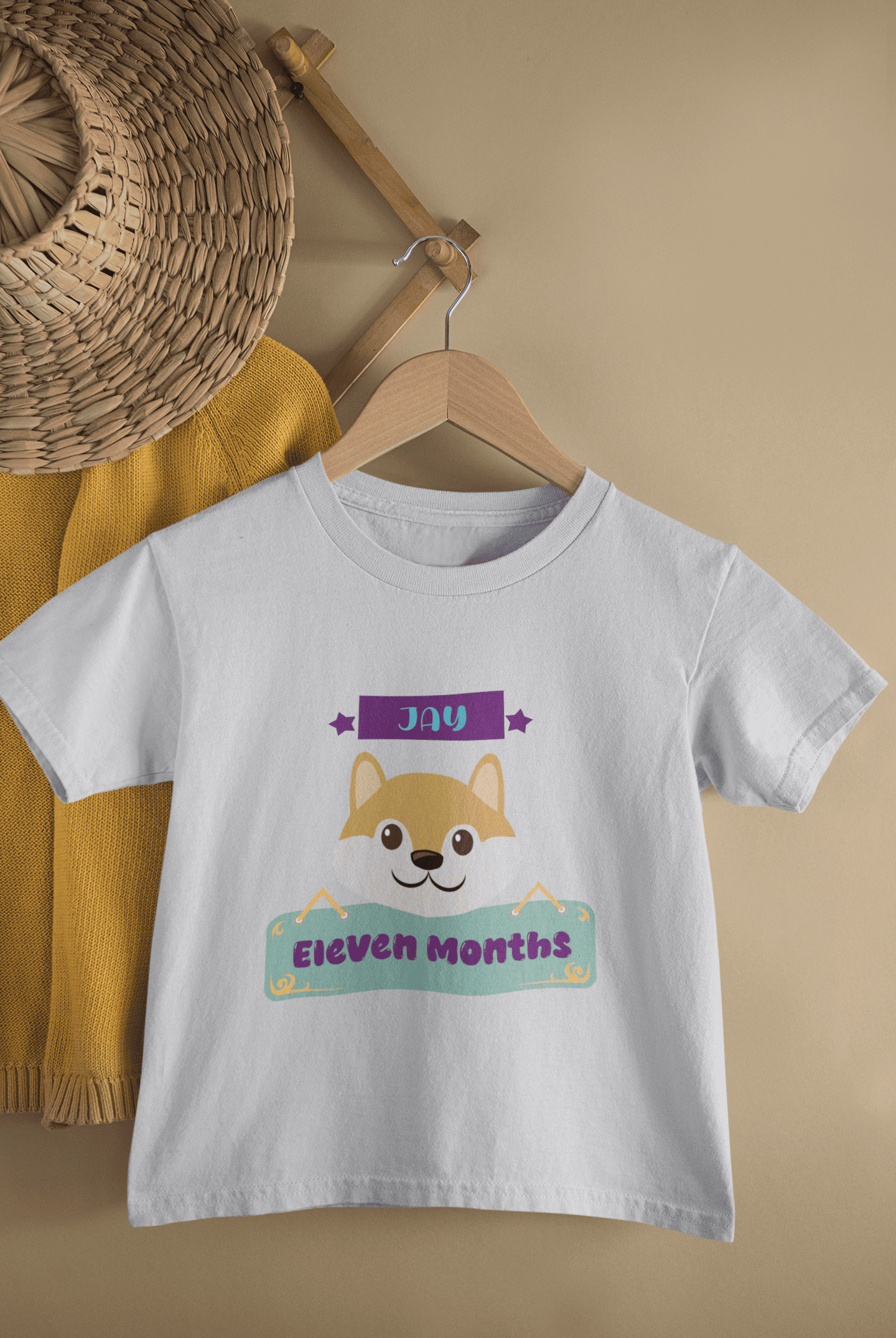 Custom Name Eleventh Month Birthday Cute Half Sleeves T-Shirt for Boys -FunkyTeesClub