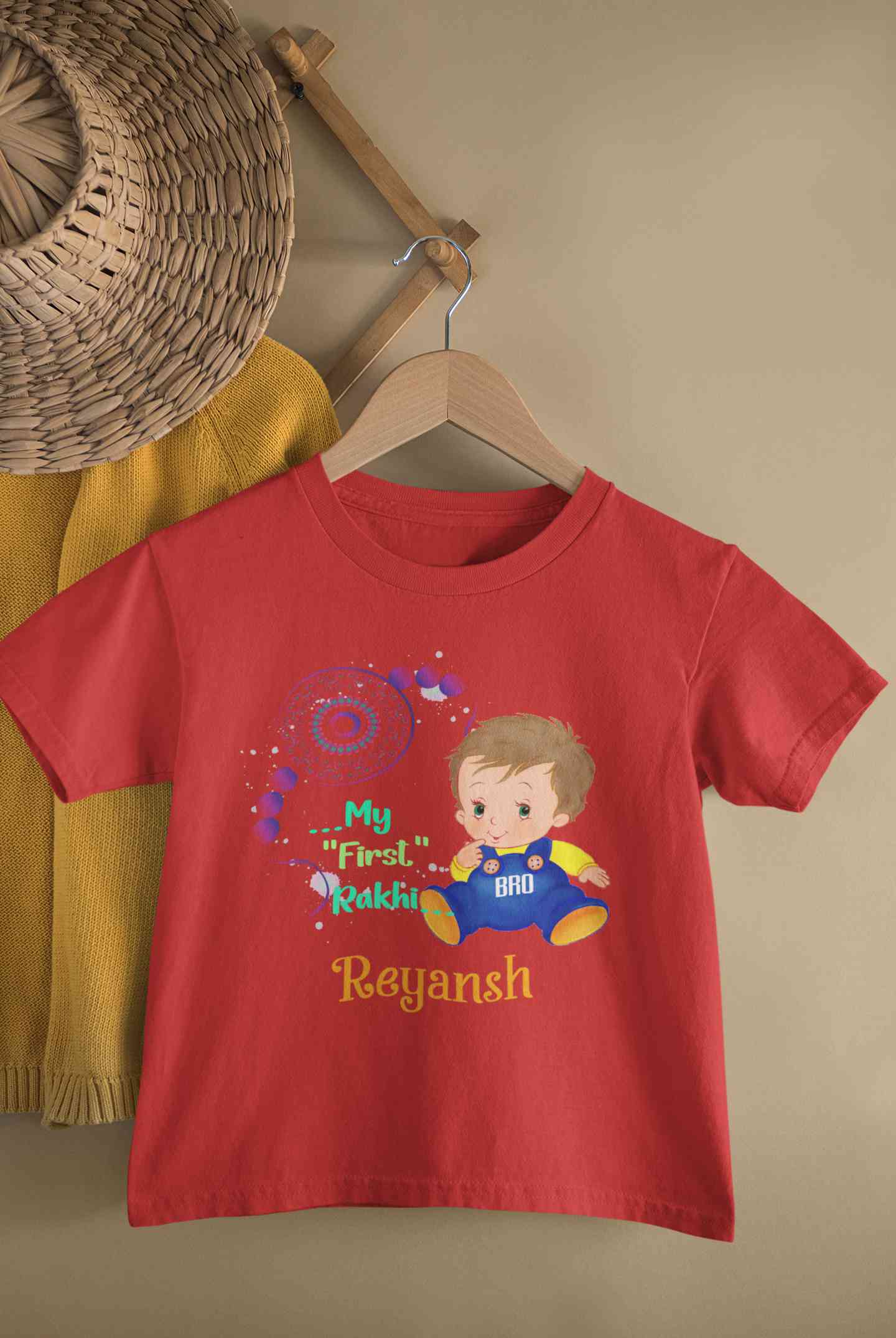 Custom Name My First Rakhi Half Sleeves T-Shirt for Boy-FunkyTeesClub