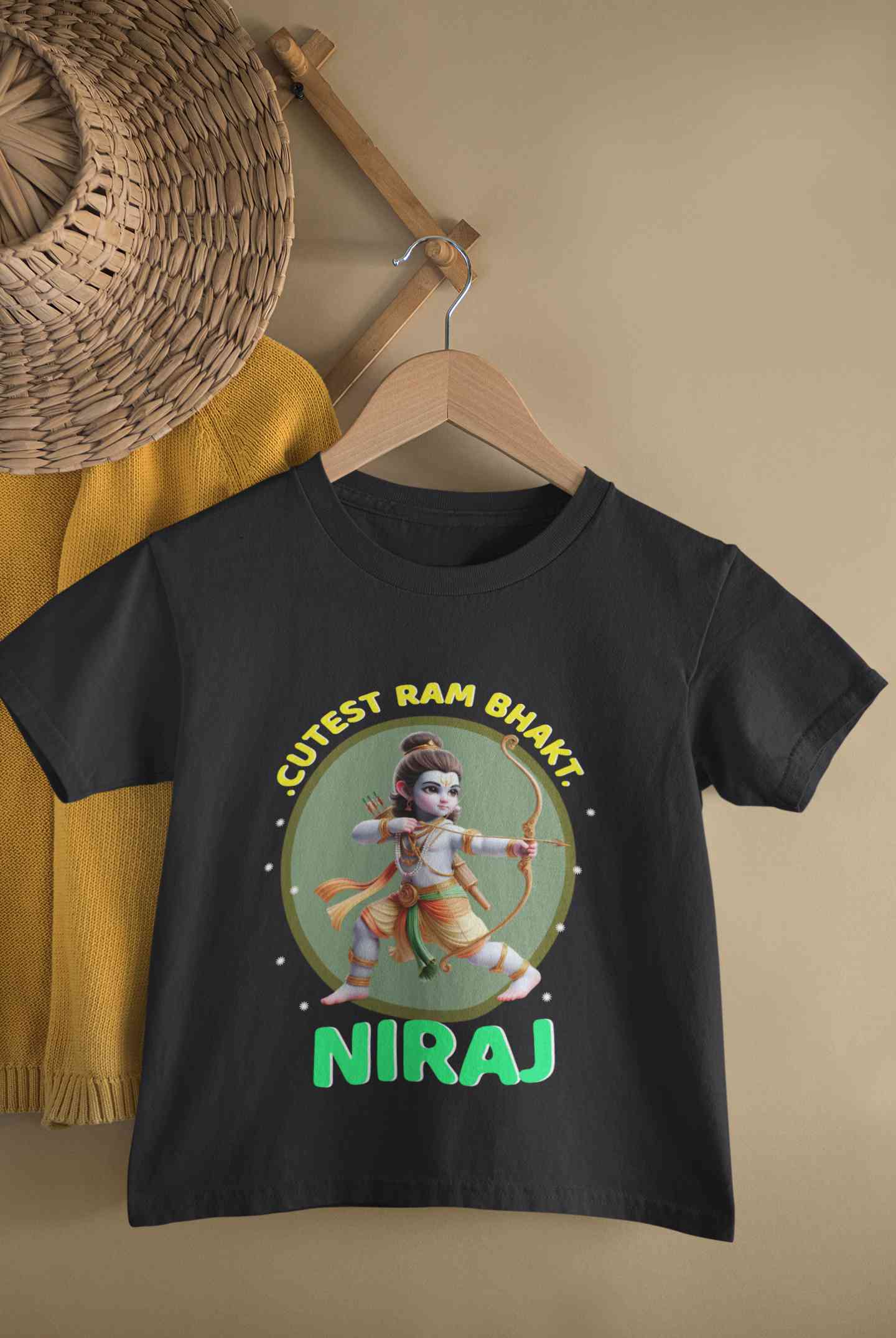 Custom Name Cutest Ram Bhakt Half Sleeves T-Shirt for Boy-FunkyTeesClub