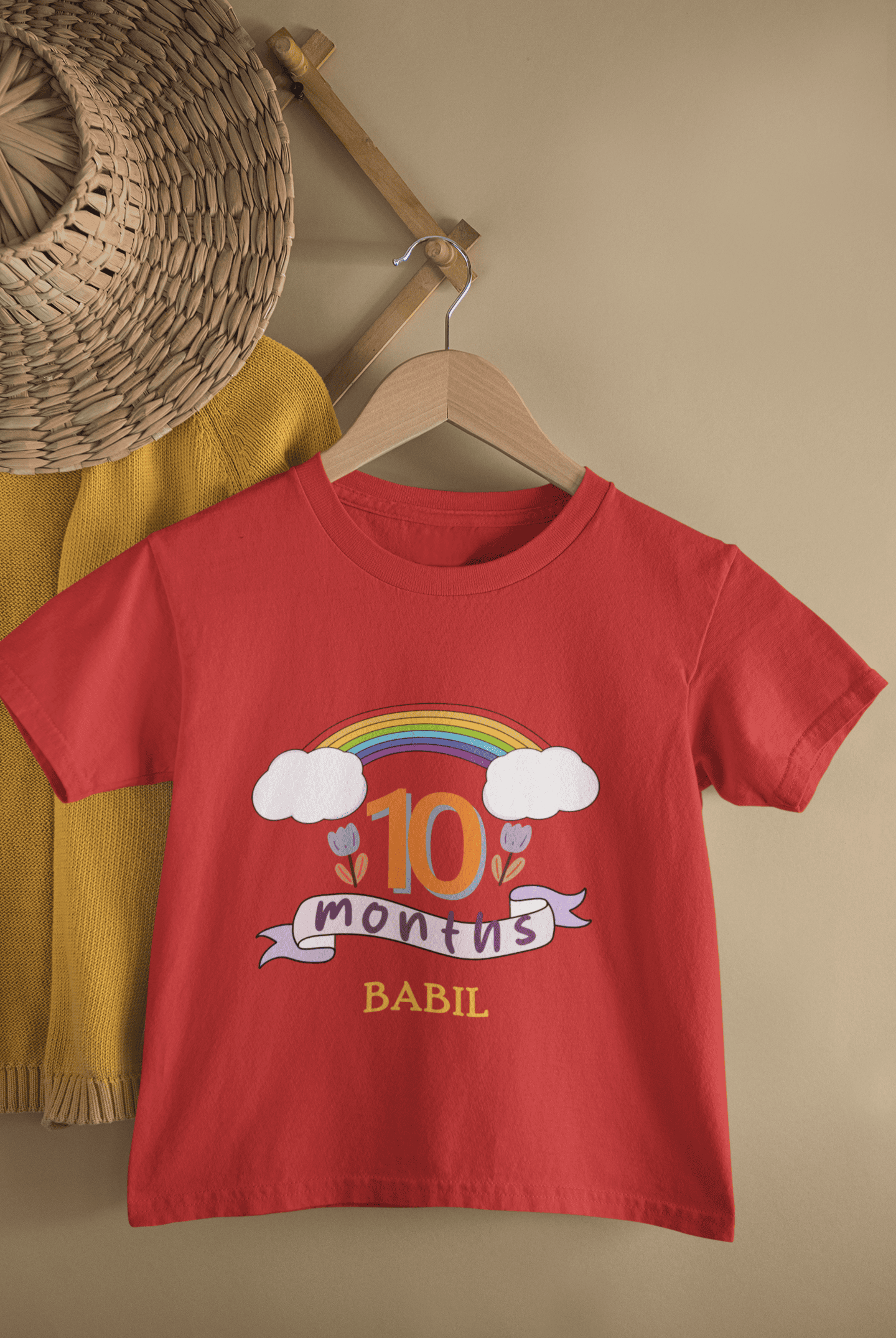 Custom Name Tenth Month Birthday Half Sleeves T-Shirt for Boys -FunkyTeesClub