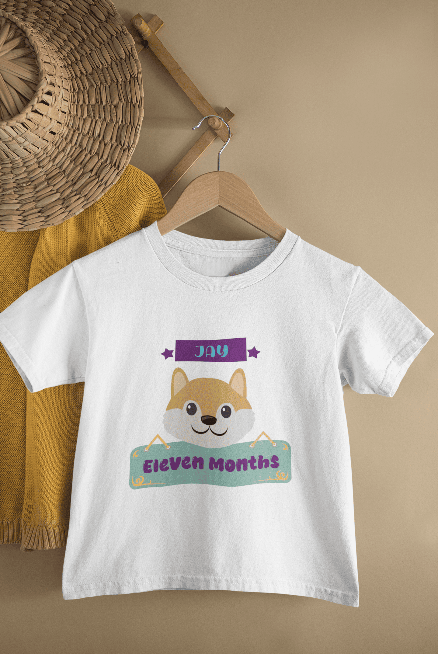Custom Name Eleventh Month Birthday Cute Half Sleeves T-Shirt for Boys -FunkyTeesClub