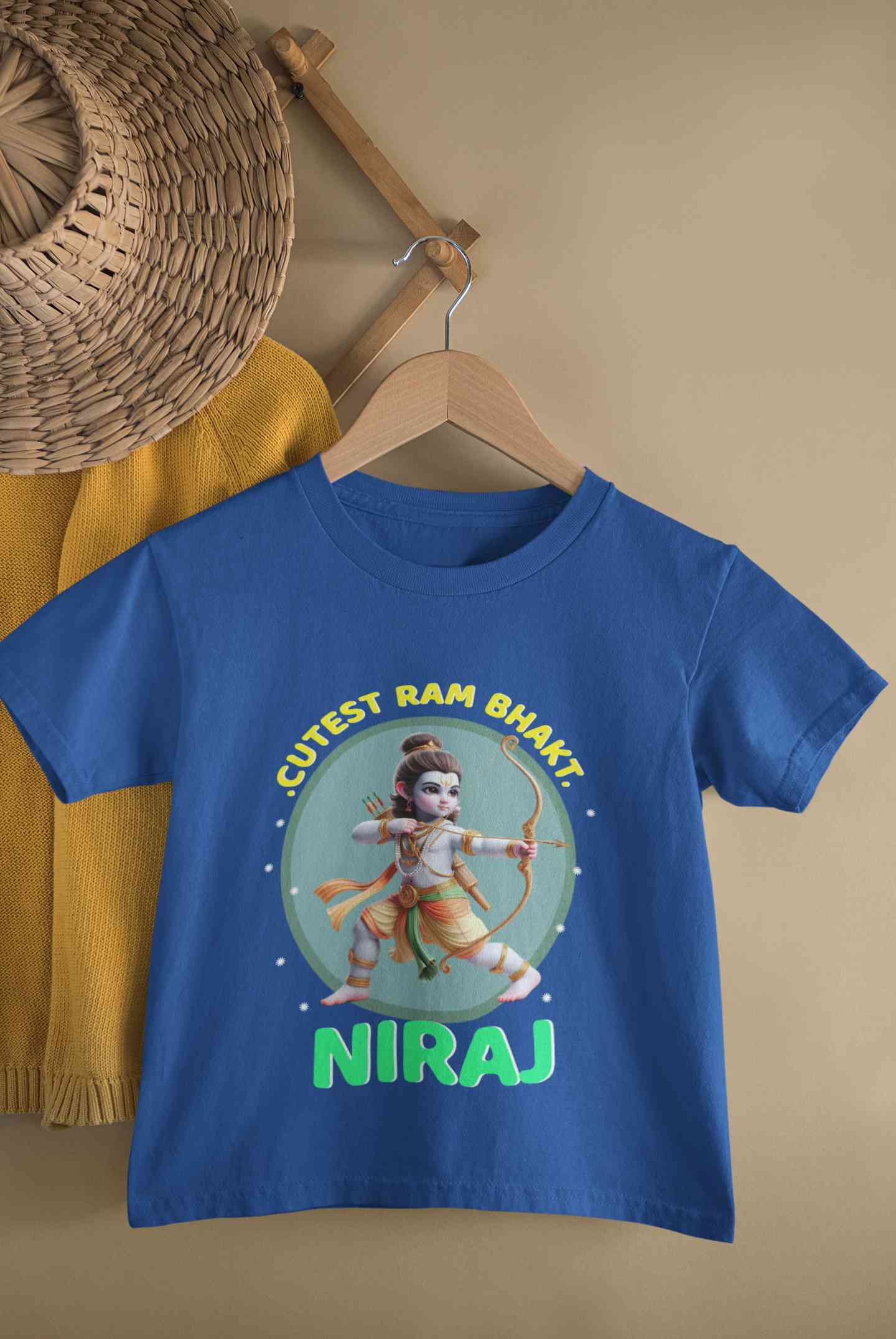 Custom Name Cutest Ram Bhakt Half Sleeves T-Shirt for Boy-FunkyTeesClub