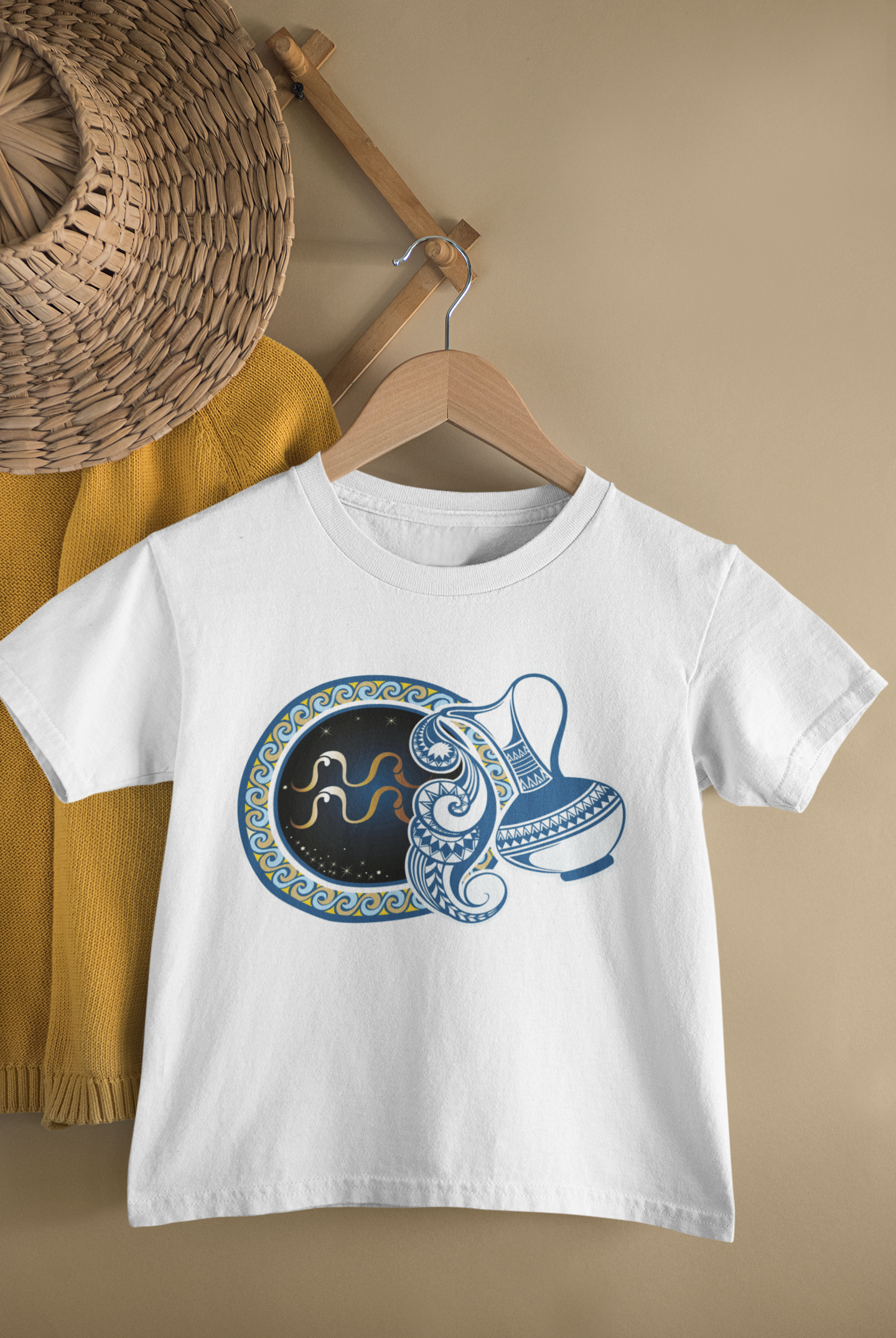 Aquarius Zodiac Sign Half Sleeves T-Shirt for Boy-FunkyTeesClub