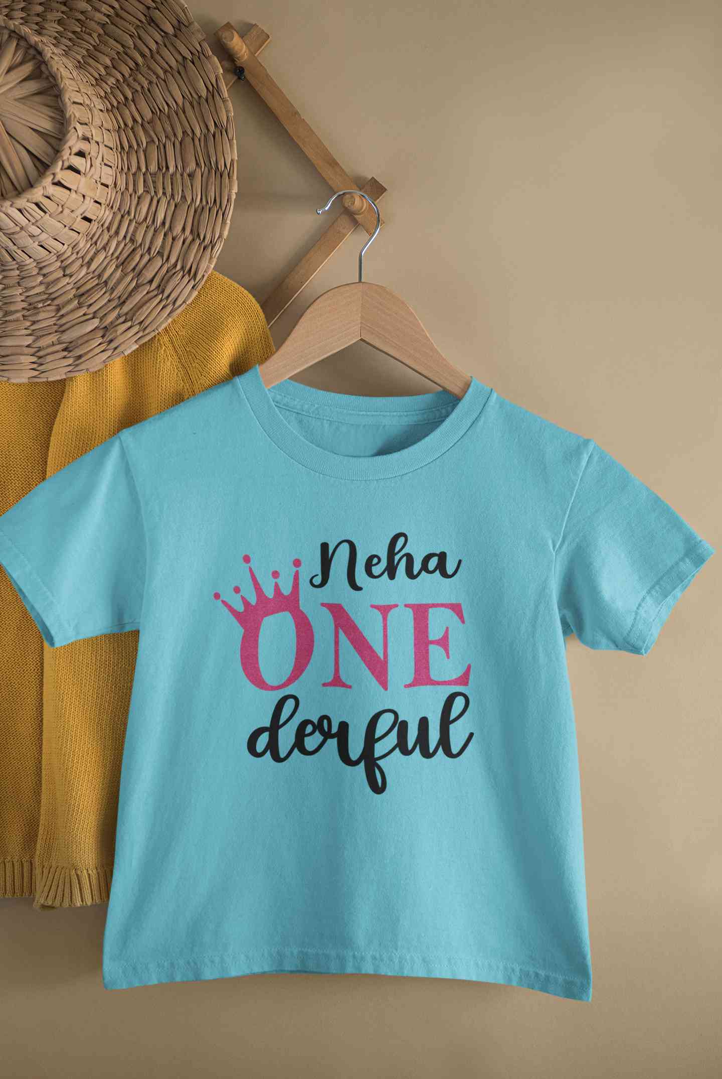 Custom Name First Birthday Half Sleeves T-Shirt For Girls -FunkyTeesClub