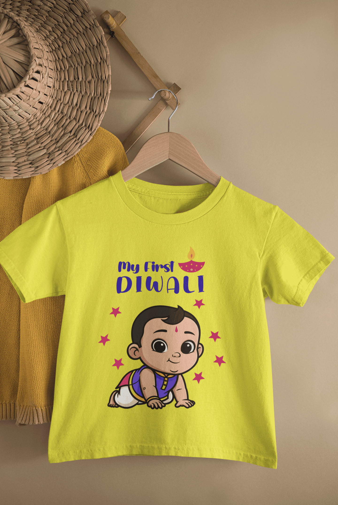 My First Diwali Cute Diwali Half Sleeves T-Shirt for Boys -FunkyTeesClub