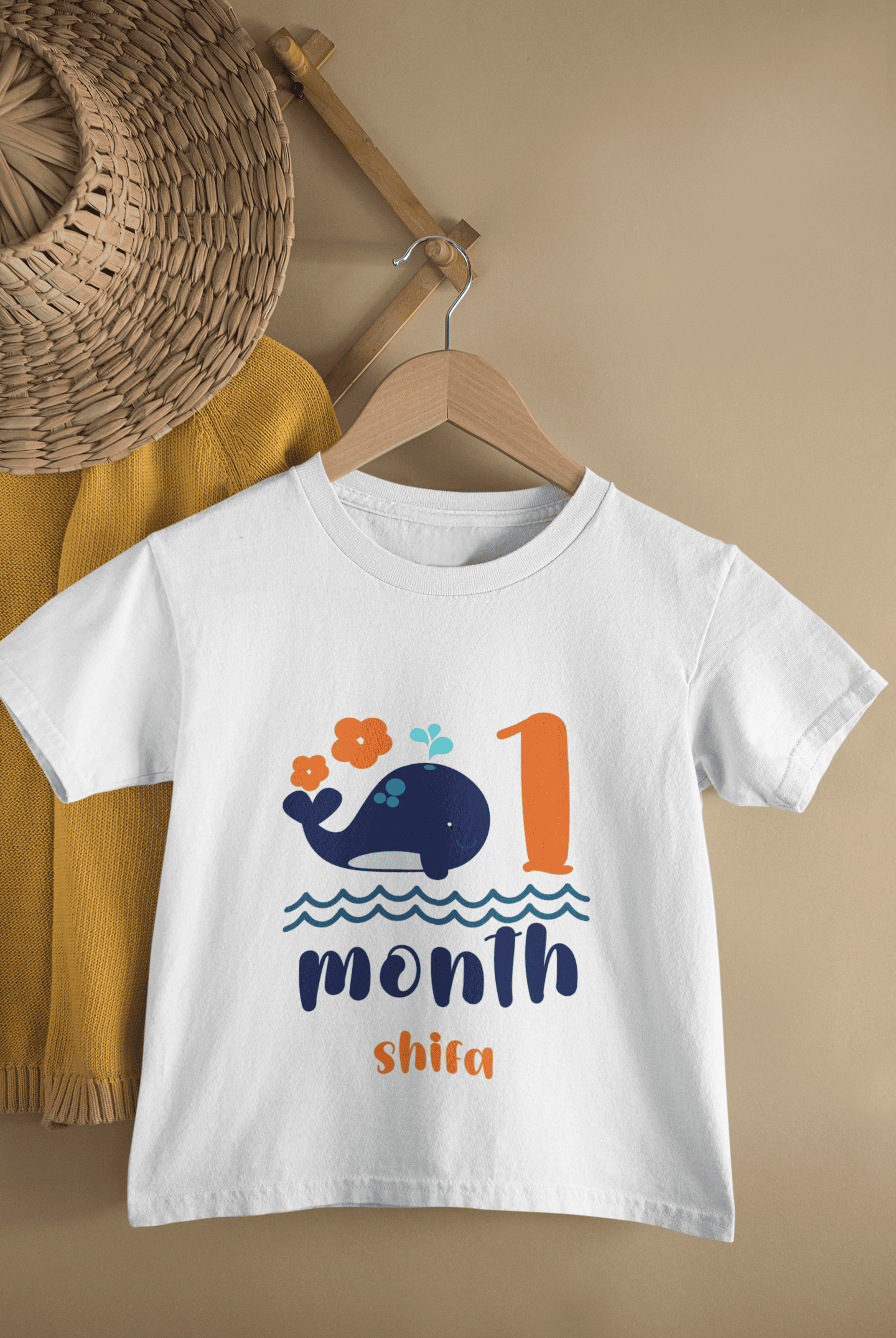 Custom Name First Month Birthday Half Sleeves T-Shirt For Girls -FunkyTeesClub