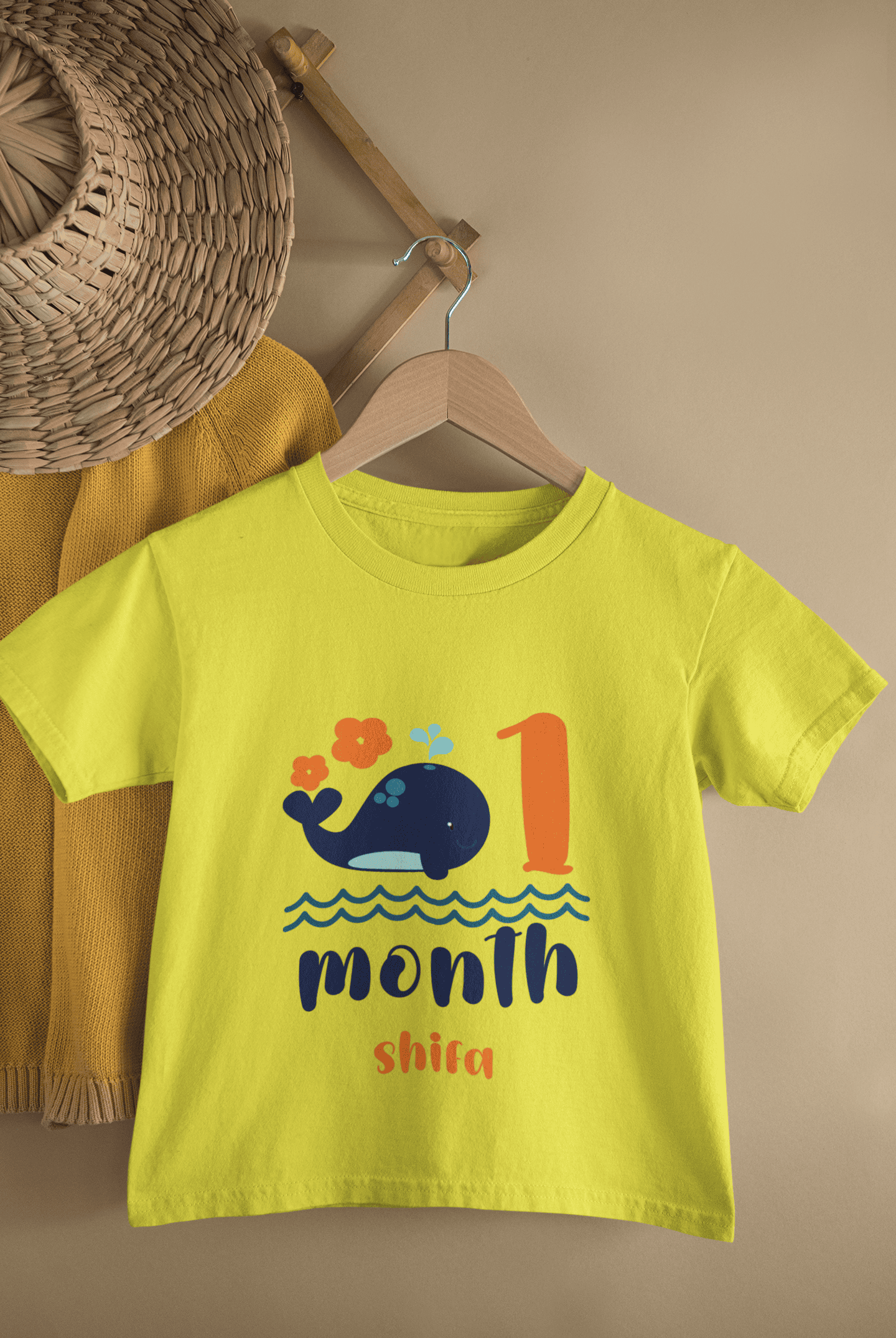 Custom Name First Month Birthday Half Sleeves T-Shirt For Girls -FunkyTeesClub
