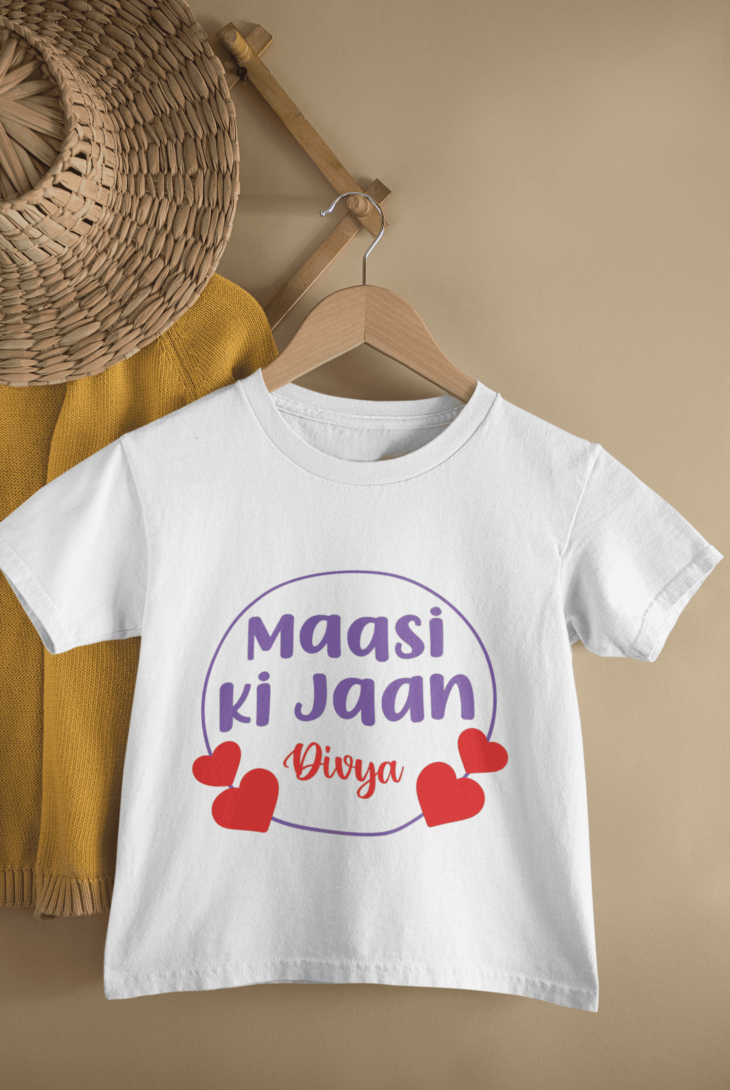 Custom Name Maasi Ki Jaan New Born Half Sleeves T-Shirt For Girls -FunkyTeesClub