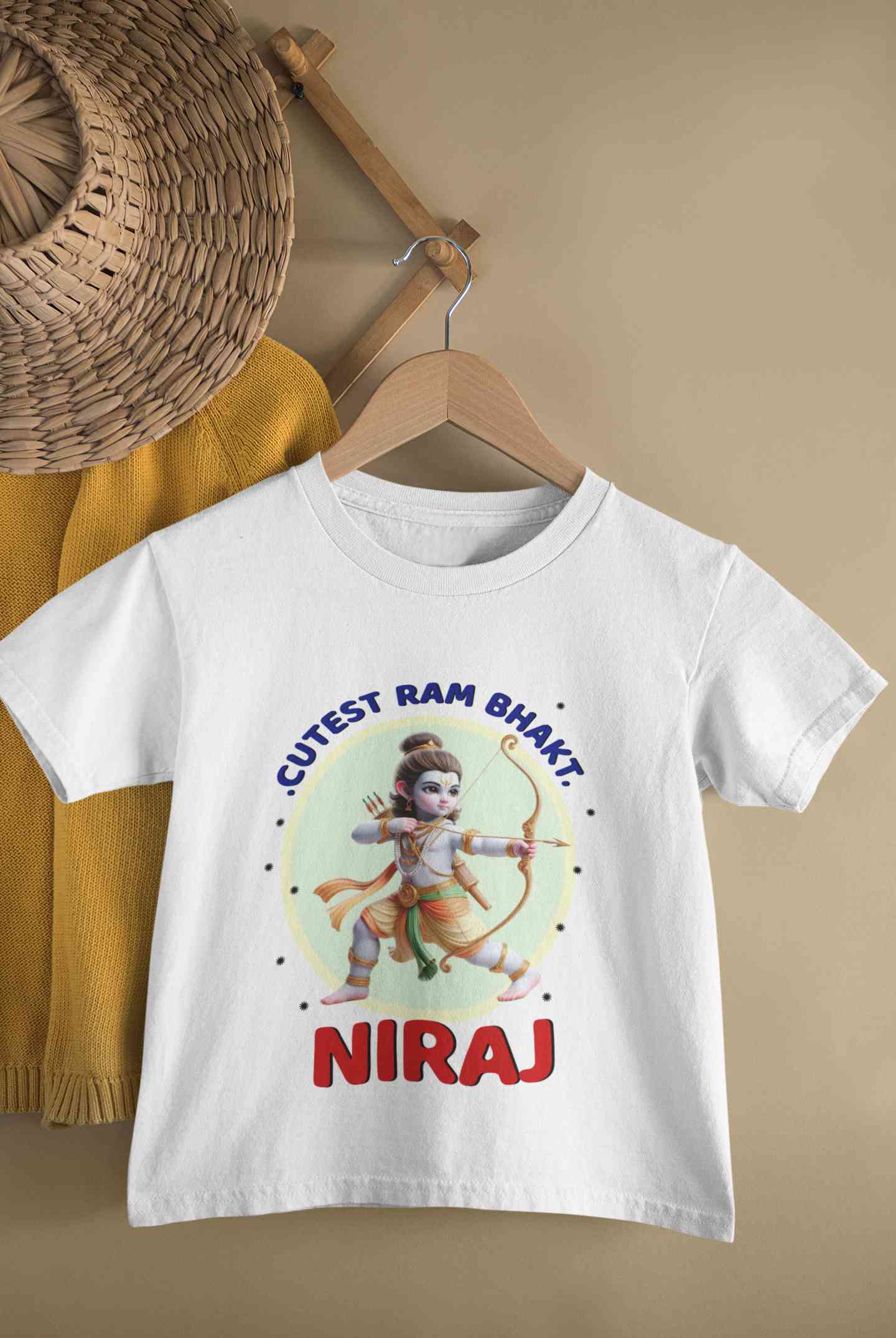 Custom Name Cutest Ram Bhakt Half Sleeves T-Shirt for Boy-FunkyTeesClub