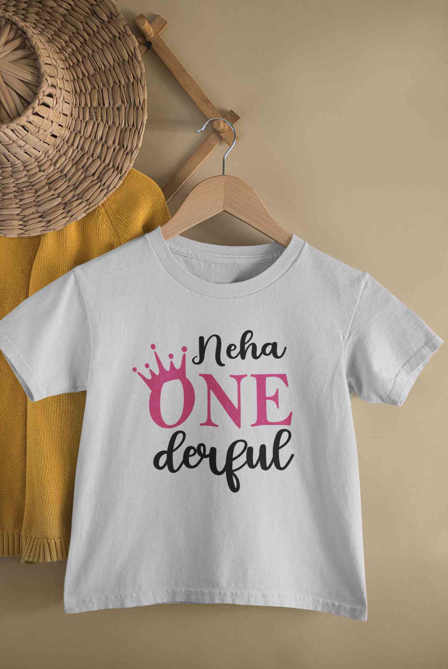 Custom Name First Birthday Half Sleeves T-Shirt For Girls -FunkyTeesClub